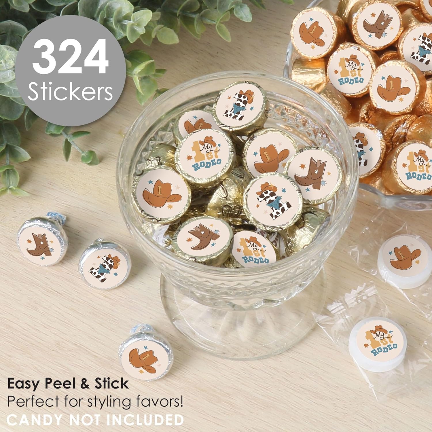 My First Rodeo Little Cowboy Birthday Candy Stickers - 324 Count