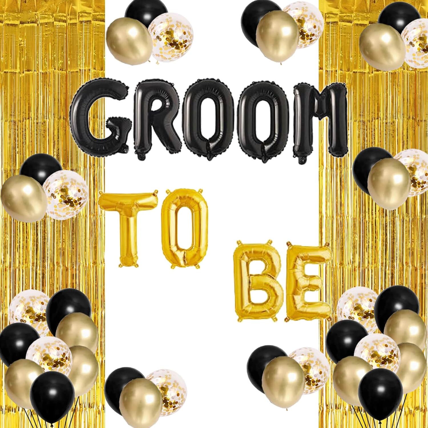 Groom To Be Balloons Gold Black Bachelor Party Decor