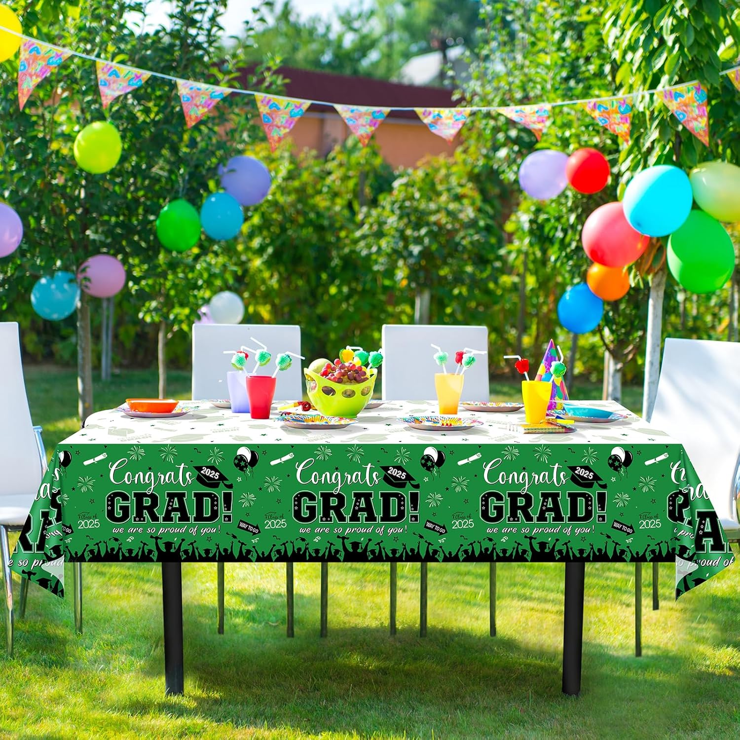 6 Pack Green Graduation Tablecloths for Class of 2025