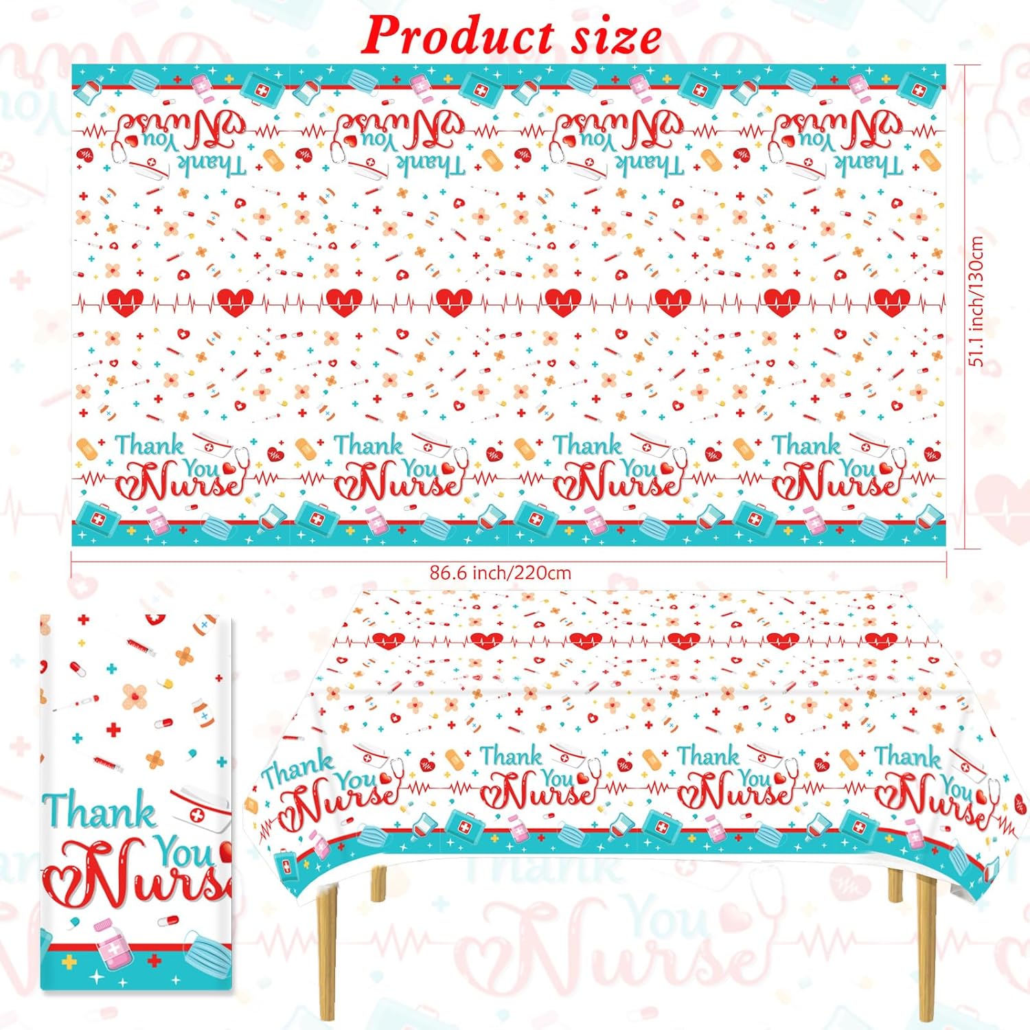 HOWAF 3pcs Nurse Appreciation Tablecloth Set
