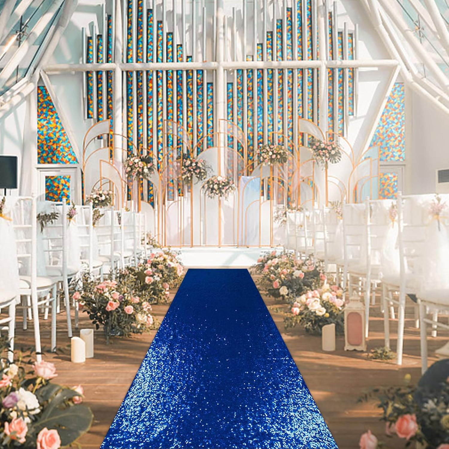 PartyDelight Sequin Aisle Runner Navy Blue 2ft x 15ft
