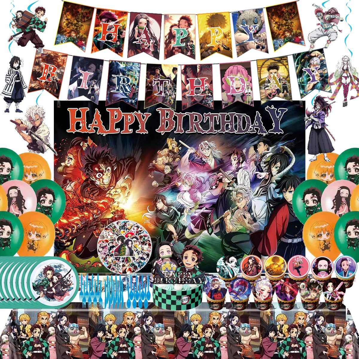 Demon Themed Birthday Party Supplies 132Pcs Set