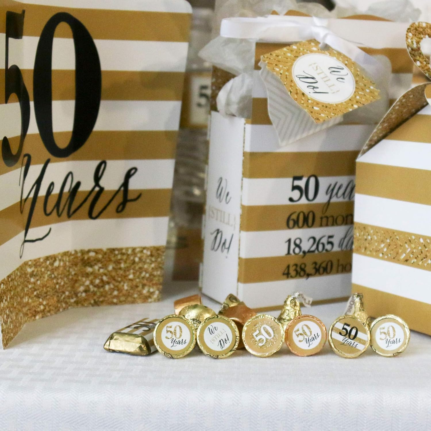 Big Dot of Happiness 50th Wedding Anniversary Round Candy Stickers