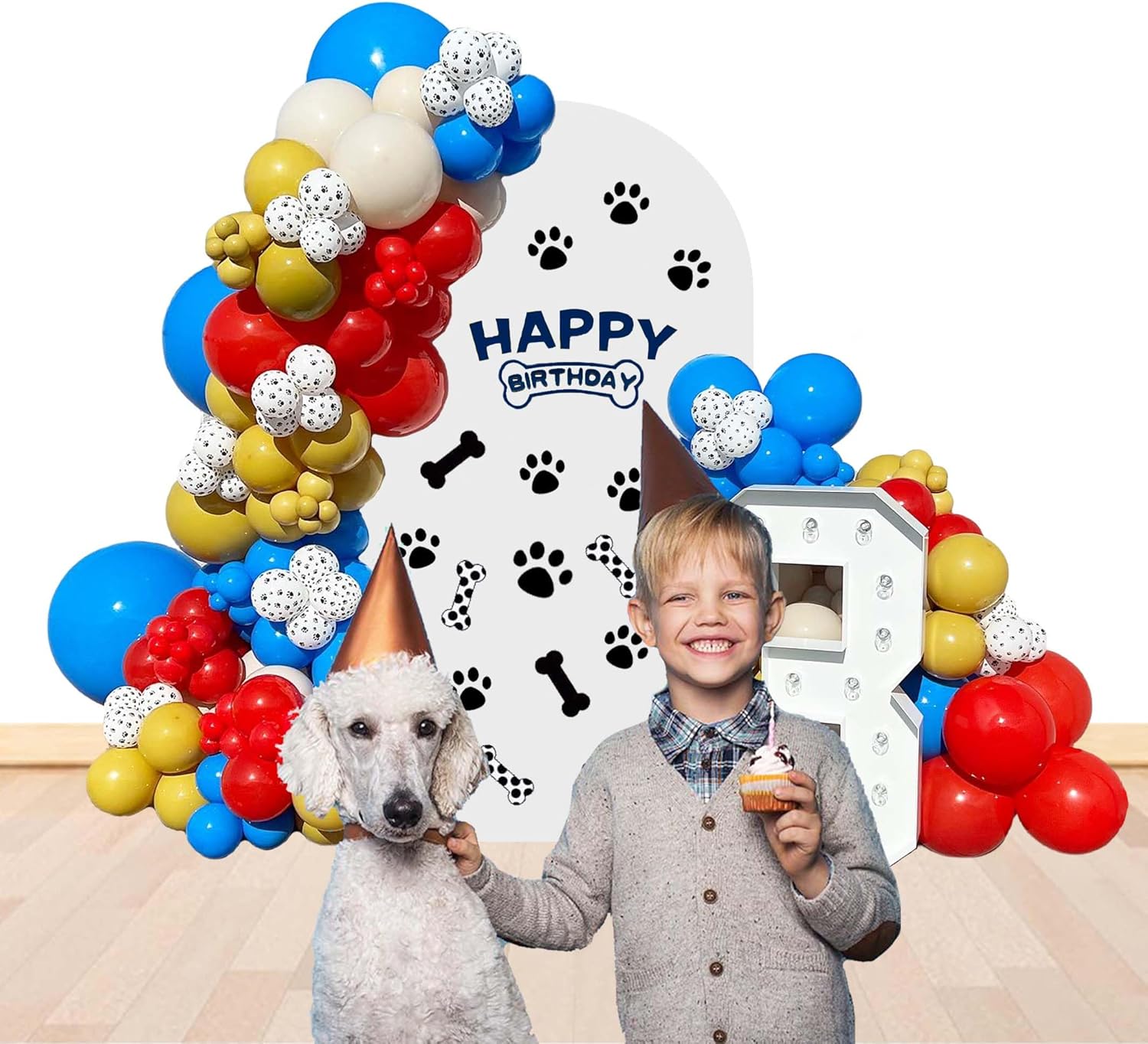 Blue Red Yellow Paw Balloons 146Pcs Birthday Garland Decor