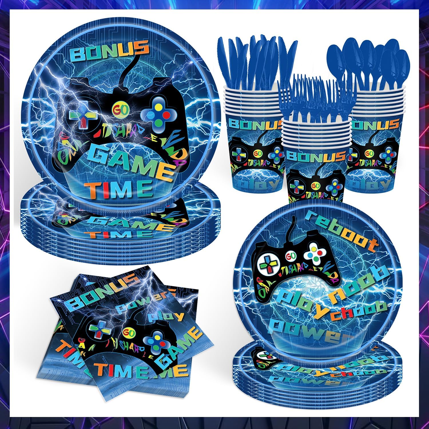 Video Game Birthday Decorations Set 134pcs Gamer Party Supplies
