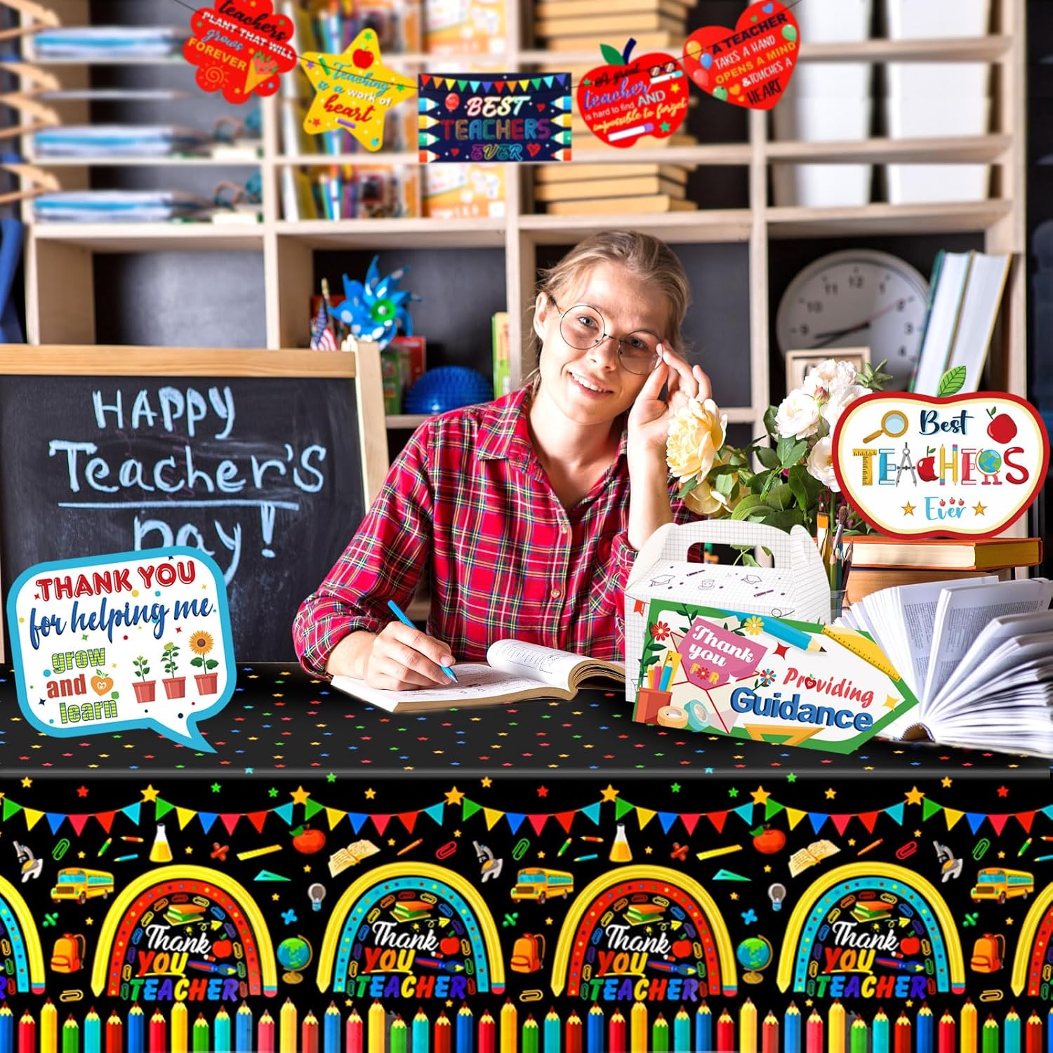 HOWAF 3pcs Teachers Appreciation Tablecover Set