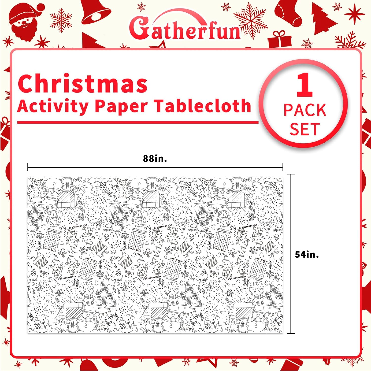 Gatherfun Christmas Coloring Tablecloth with Poster 54x88in