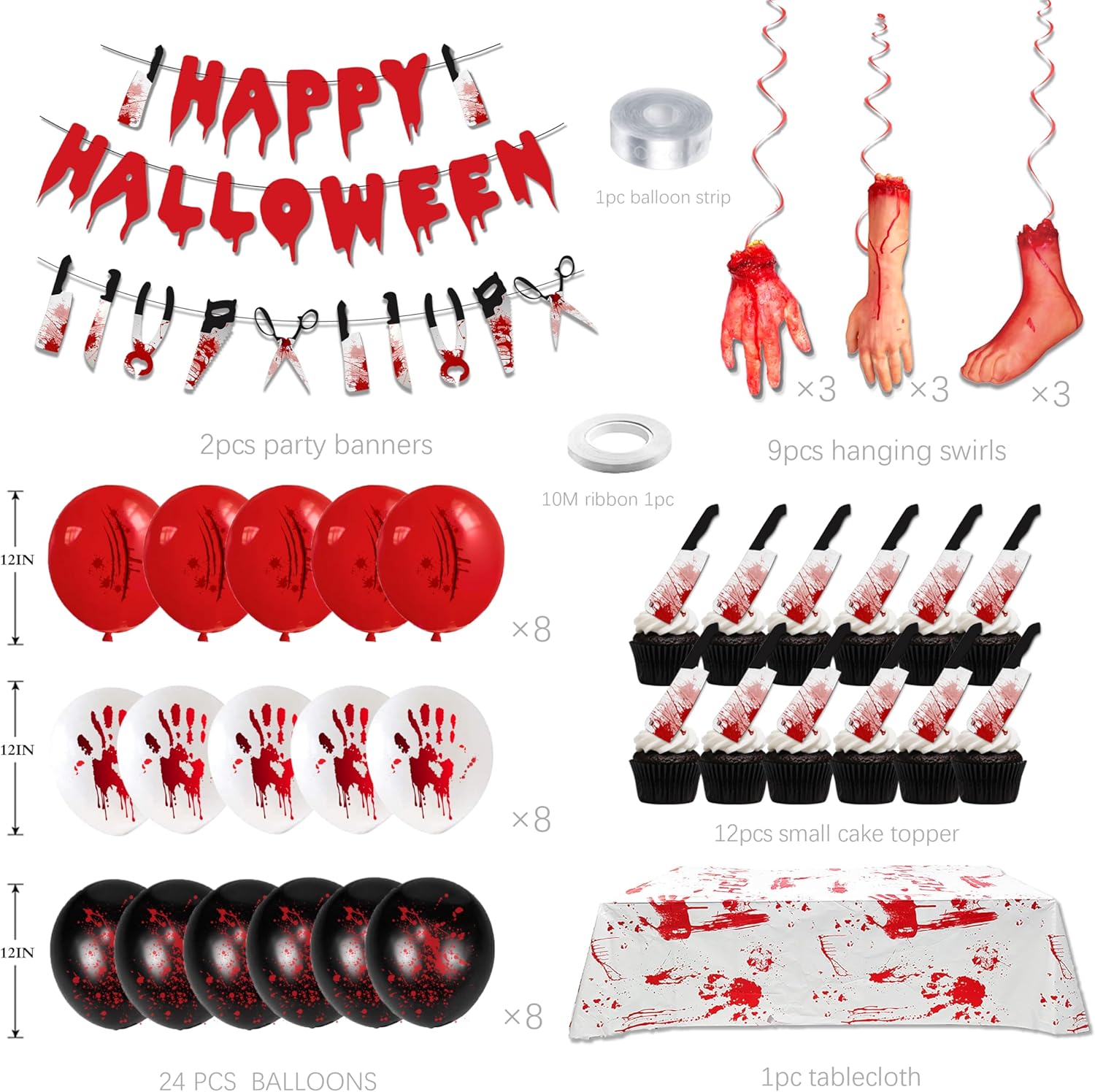 Halloween Party Decorations Set with Scream Banner and Themed Balloons