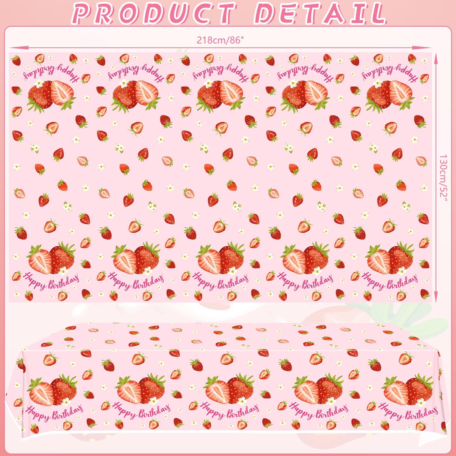 KEFAN 4 Piece Strawberry Tablecloths for Birthday Party Decor