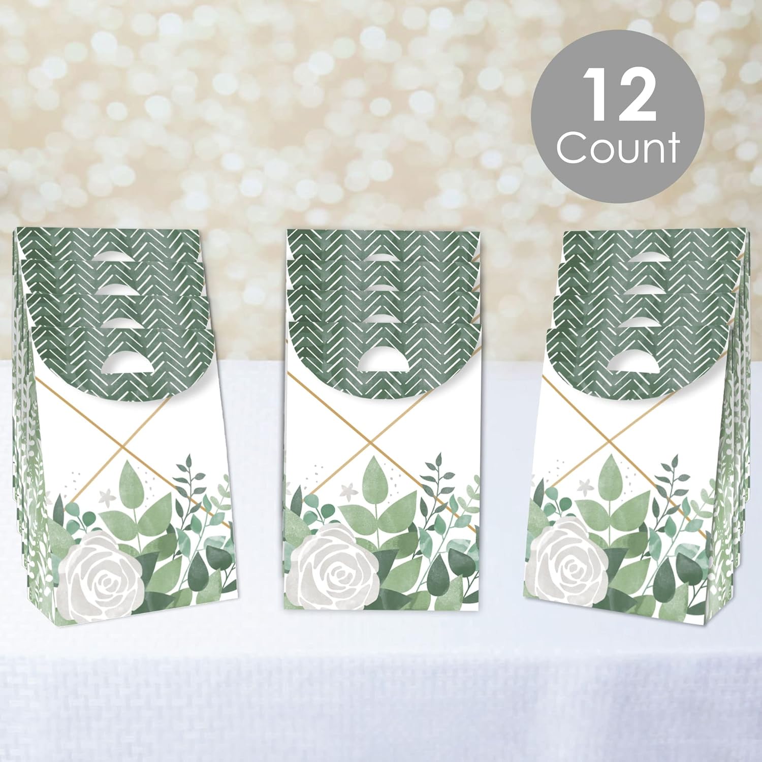Boho Botanical Greenery Gift Favor Bag Set of 12