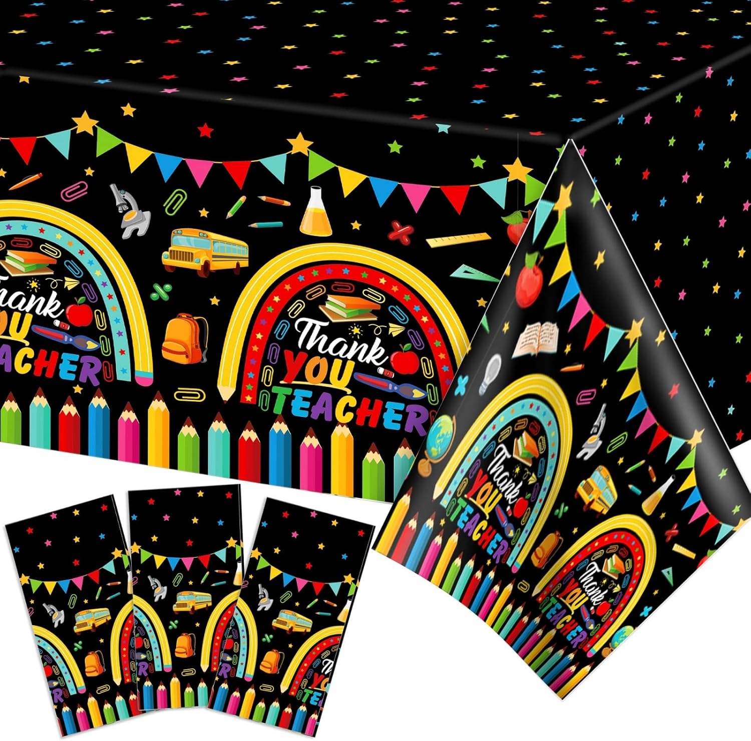 YVAINE 3 Piece Teachers Appreciation Tablecloths