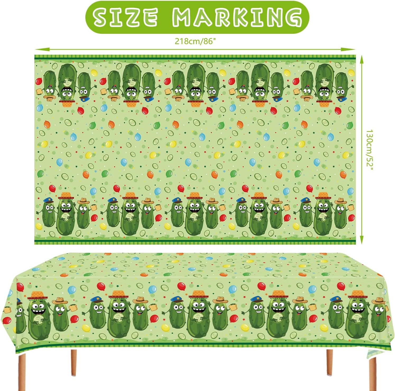 4 Pack Pickle Party Tablecloths 51x86 Inches