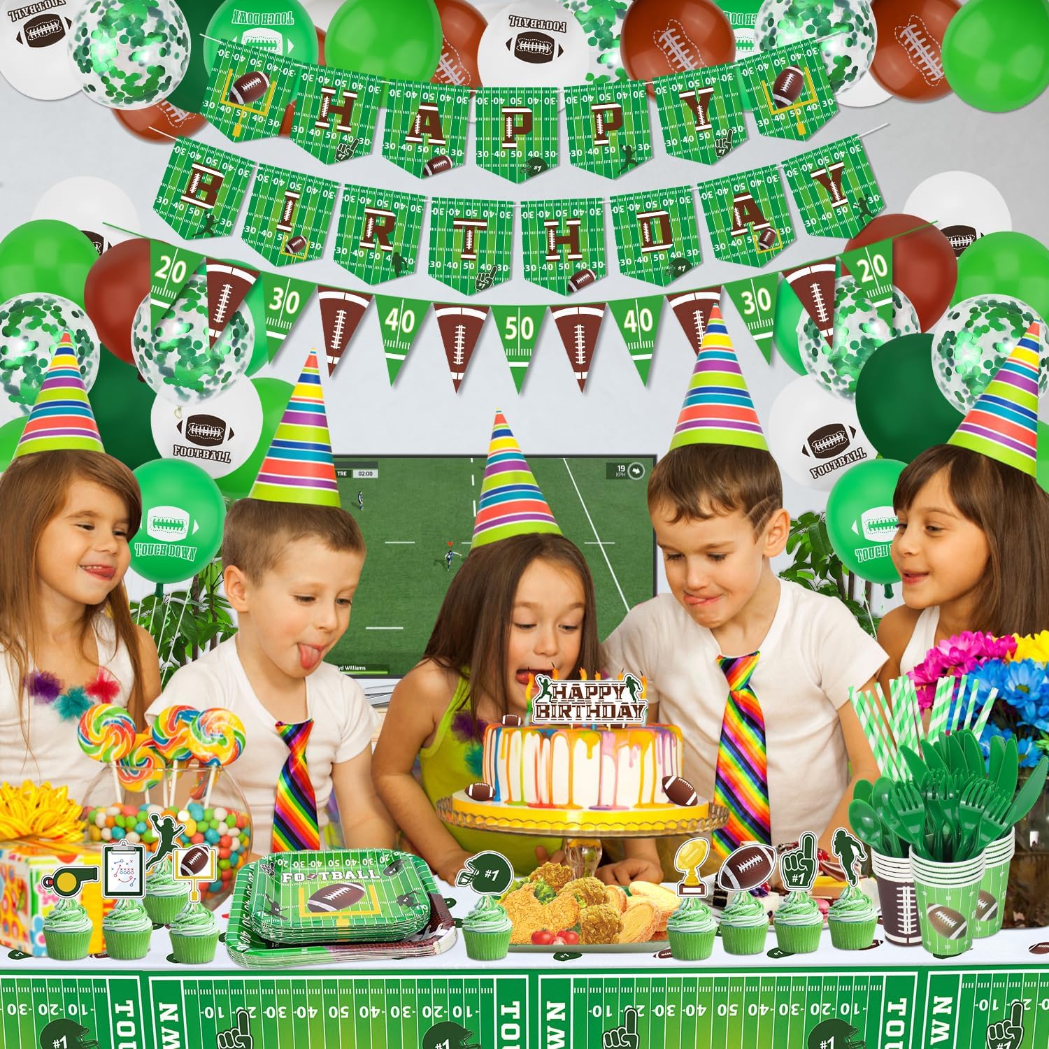 243 Pack Football Party Supplies for 20 Guests