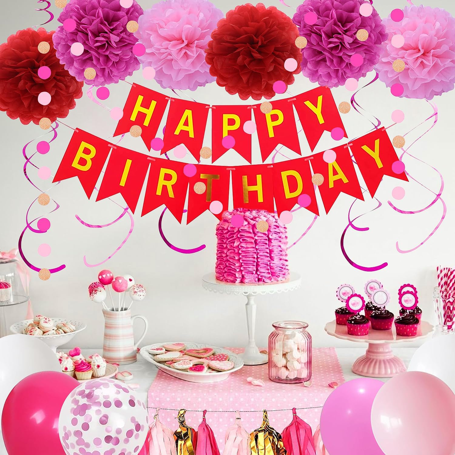 Hot Pink Birthday Decor Kit for Girls and Women