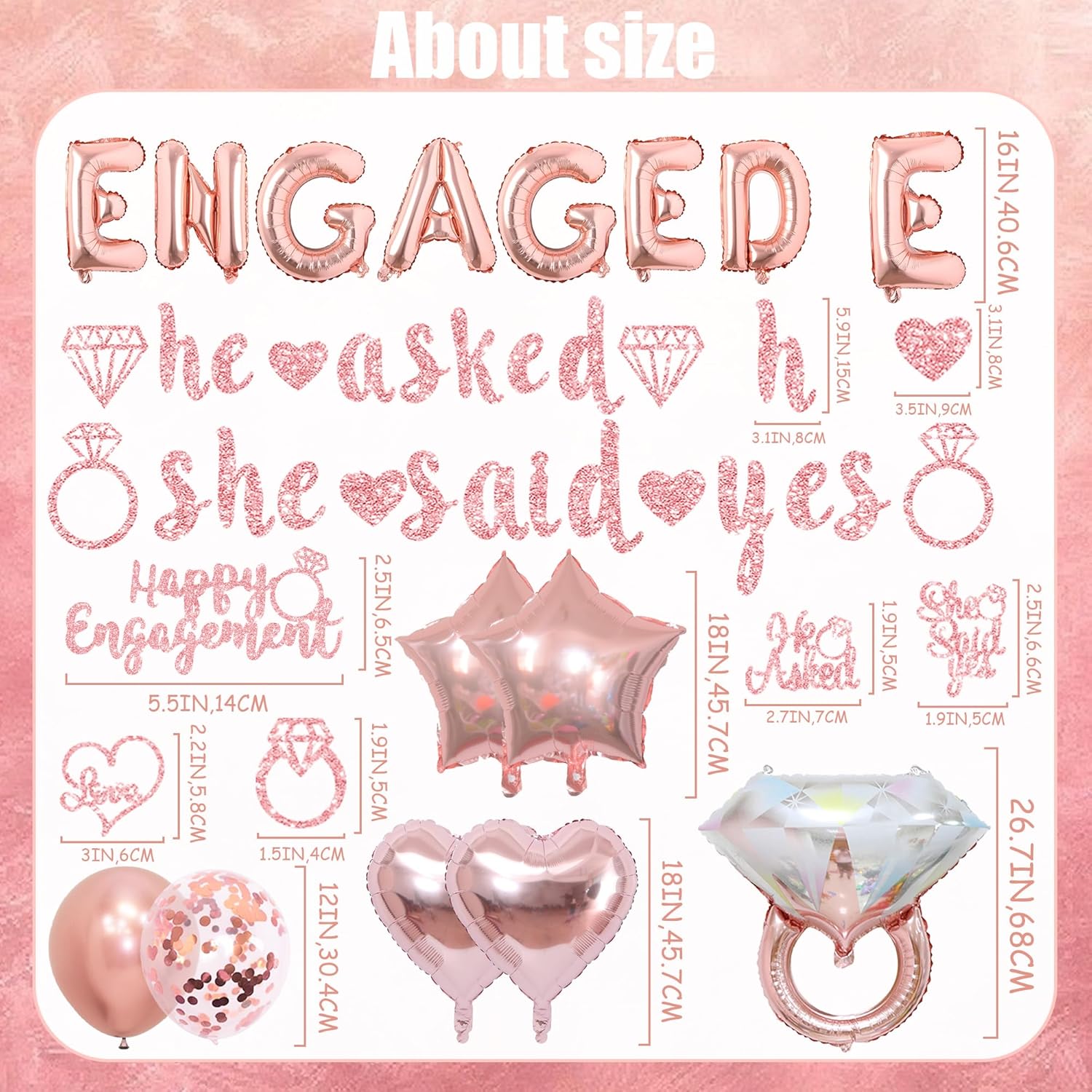Engagement Party Decorations Rose Gold Set