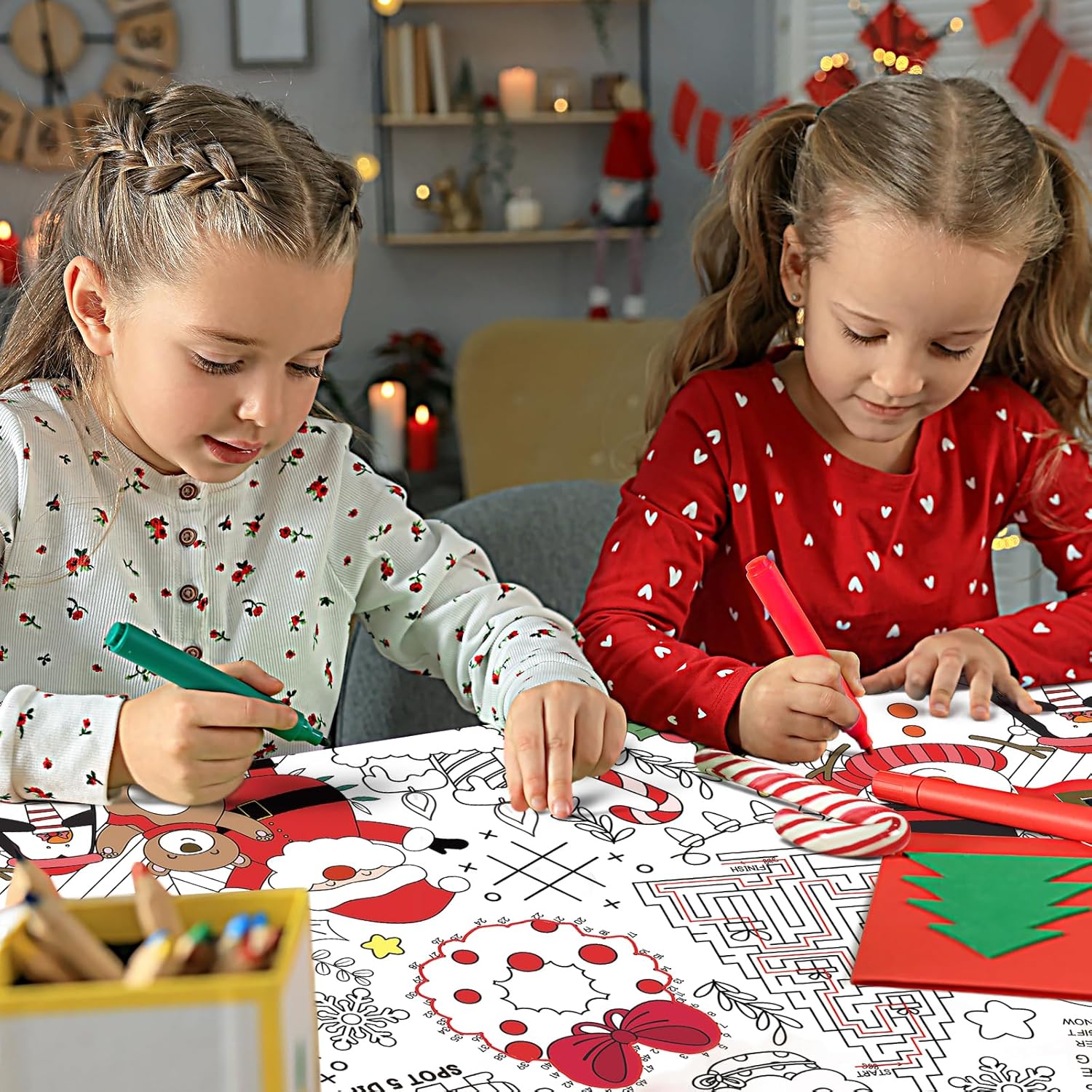 Gatherfun Christmas Coloring Tablecloth with Poster 54x88in