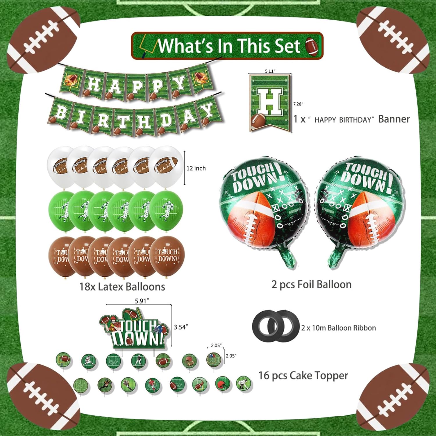 120-Piece Football Birthday Party Decorations Set