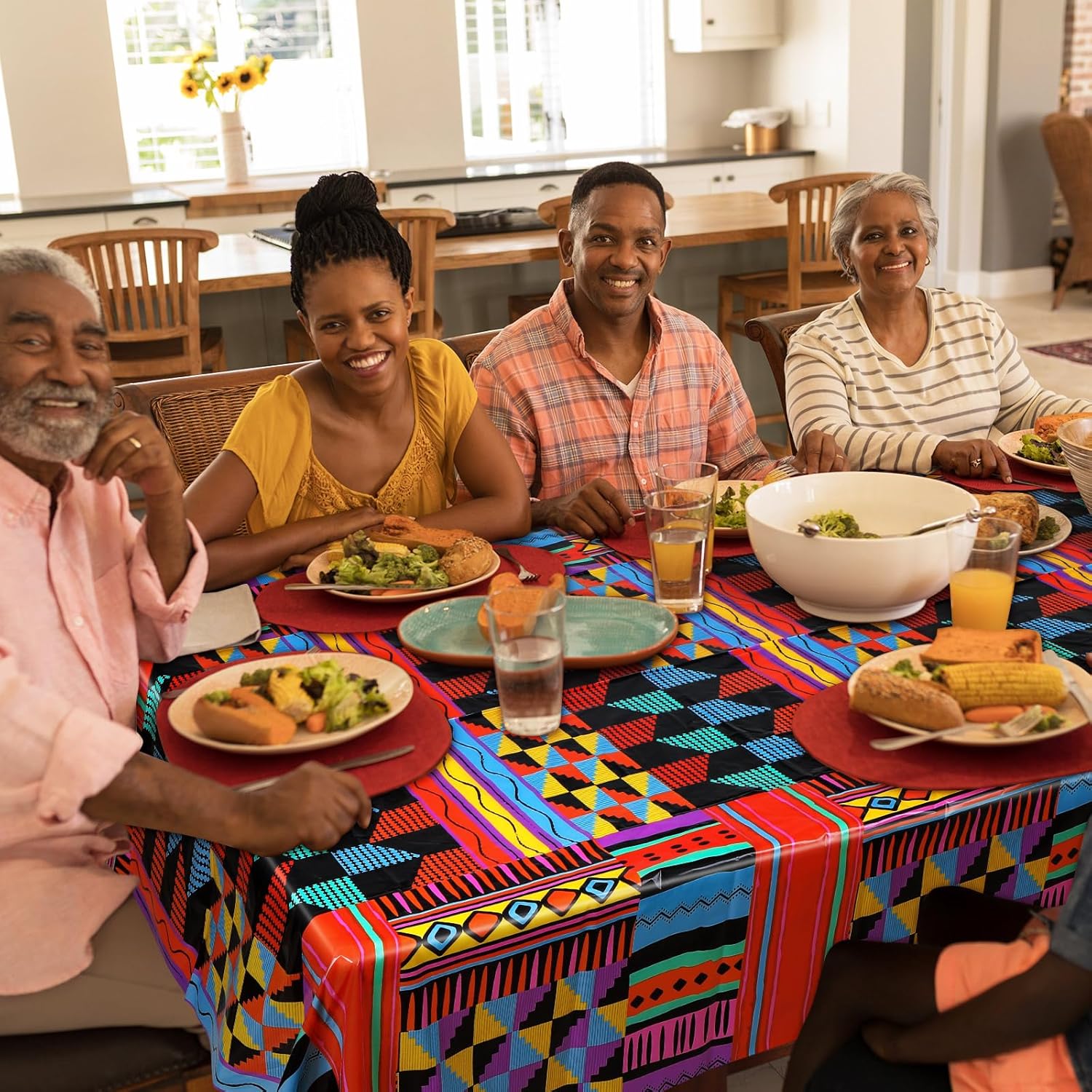 Oudain 3 Pack Juneteenth Tablecloths African Kente Print Decor