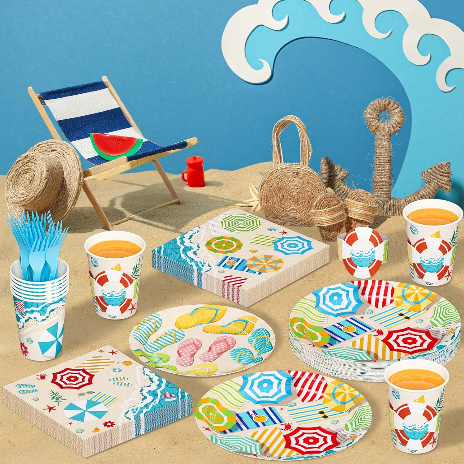 DYLIVeS Summer Party Supplies Pack for 24 Guests