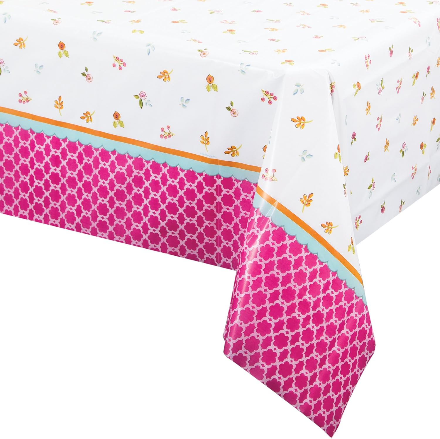 Creative Converting Floral Print Plastic Table Cover for Tea Time