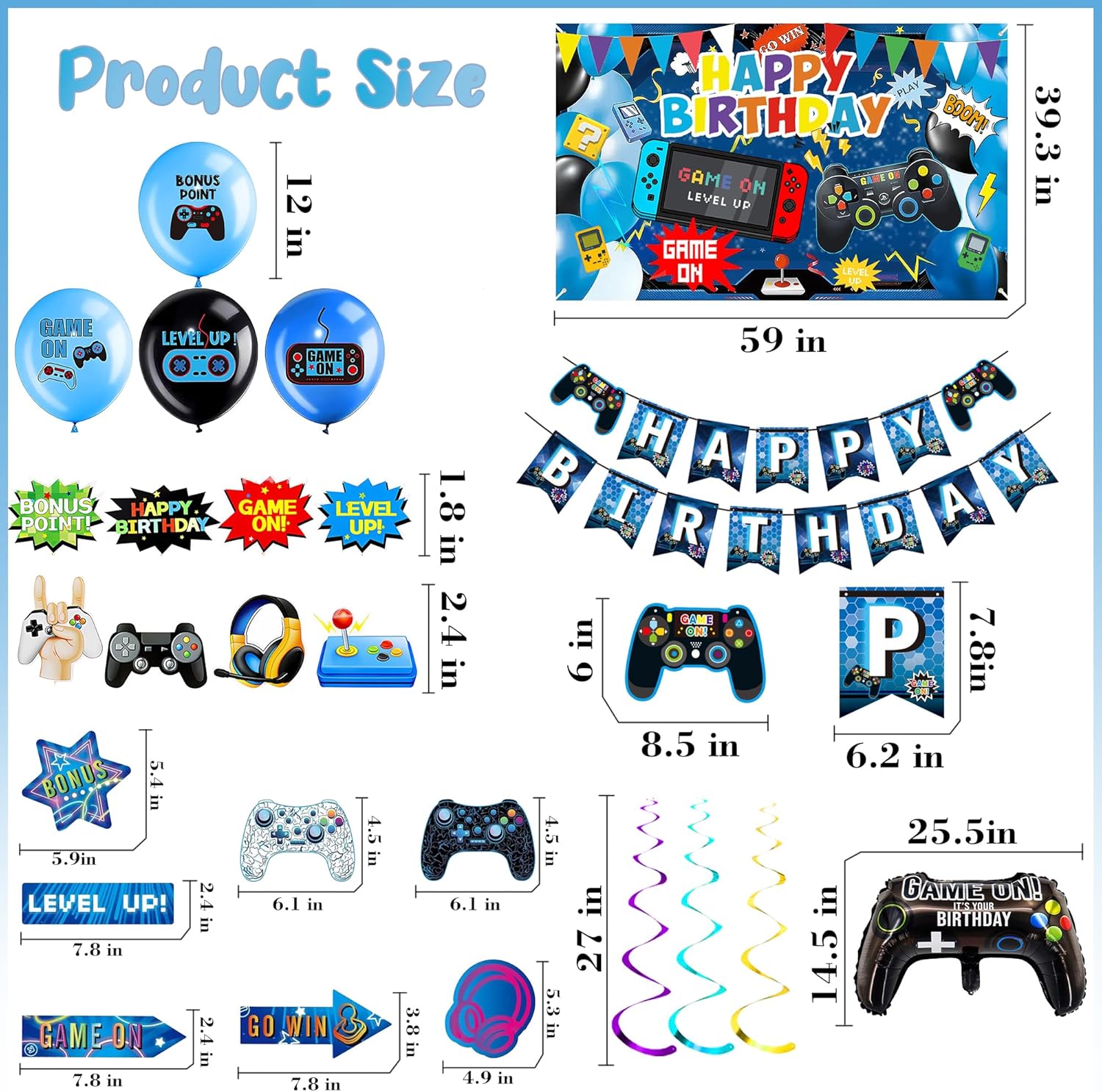 Video Game Birthday Decor Balloons - 33 Piece Party Set