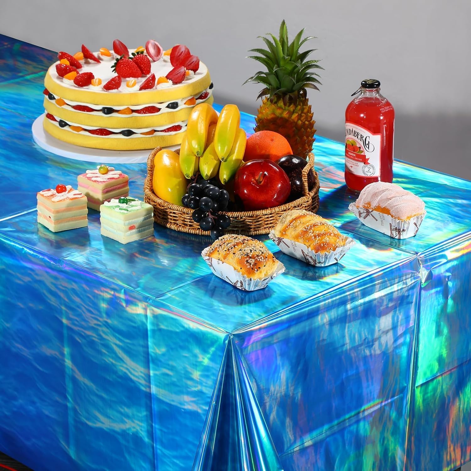 3 Pack Iridescent Ocean Waves Tablecloths 108x54 Inch