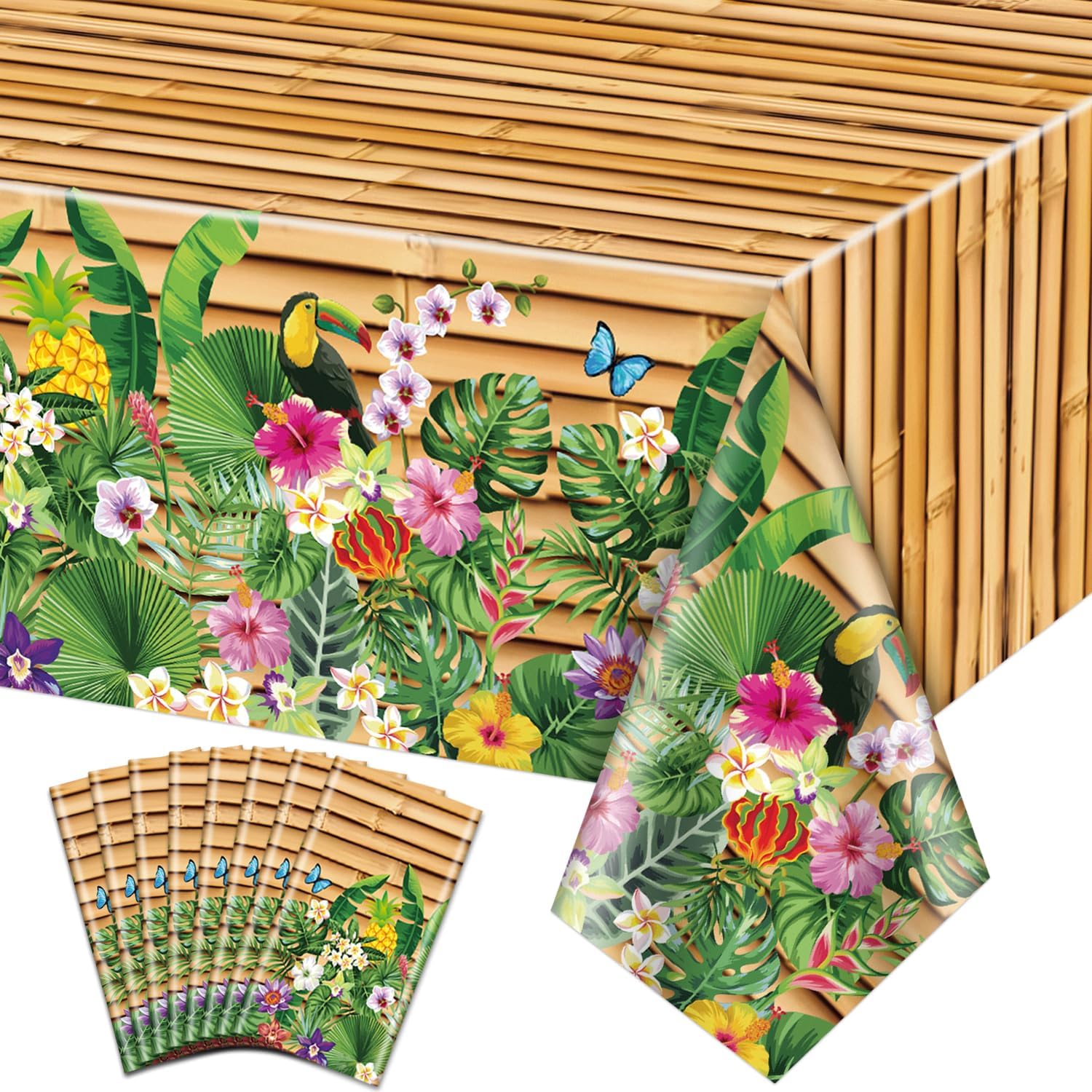 8Pcs Hawaiian Party Tablecloths - 51 x 866 Inch Luau Decor
