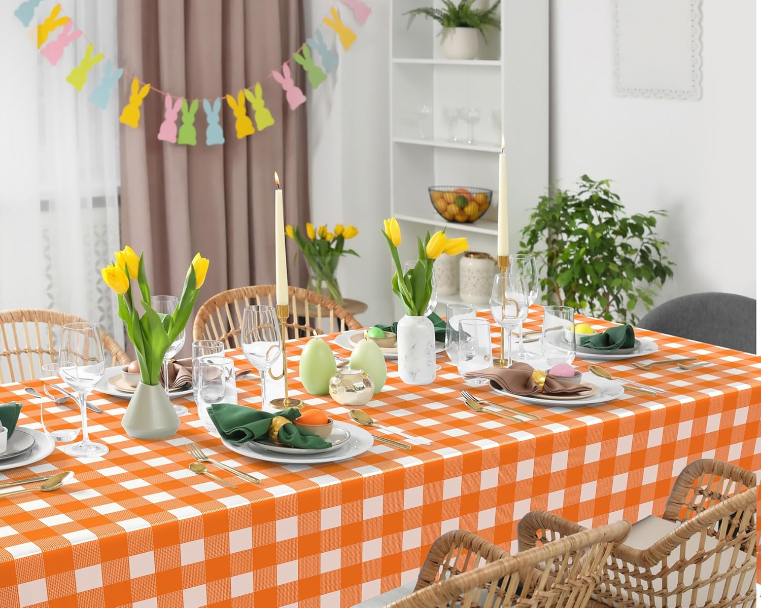 6 Pcs Disposable Plaid Tablecloth for Picnic and Events
