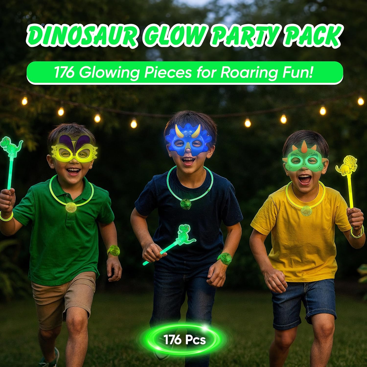 Dinosaur Glow Party Pack 176PCS Dino-Themed Party Favors