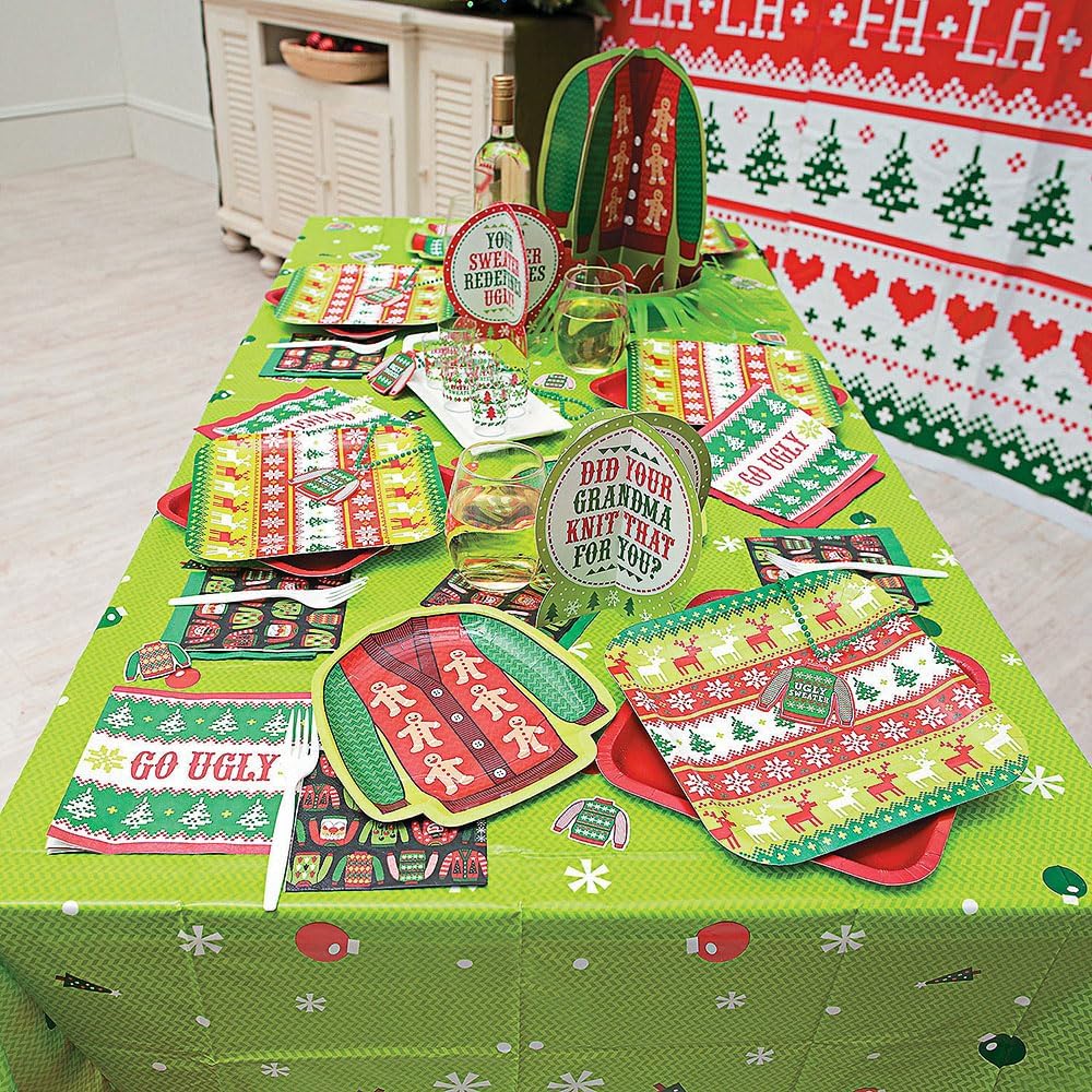 Ugly Sweater Plastic Table Cover - 1 Piece