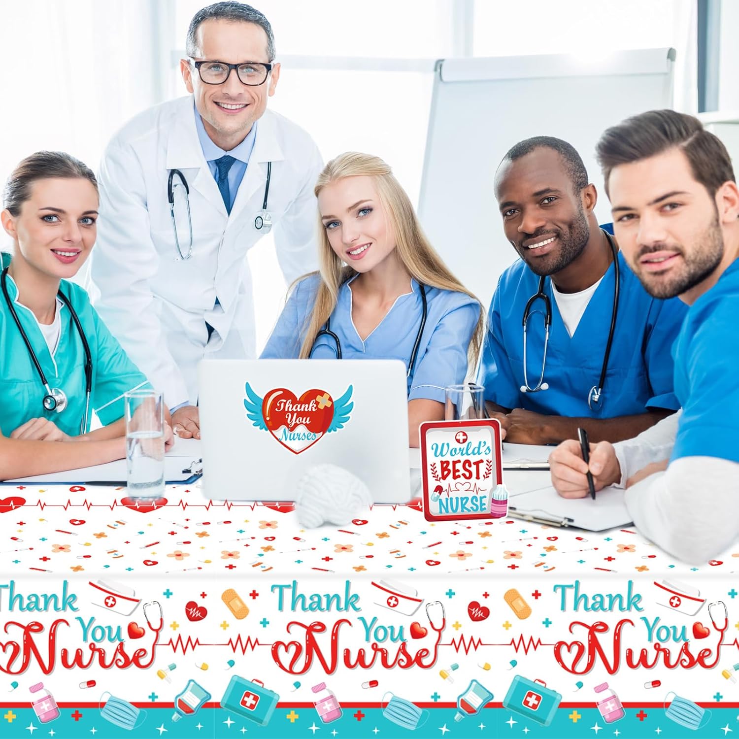 HOWAF 3pcs Nurse Appreciation Tablecloth Set