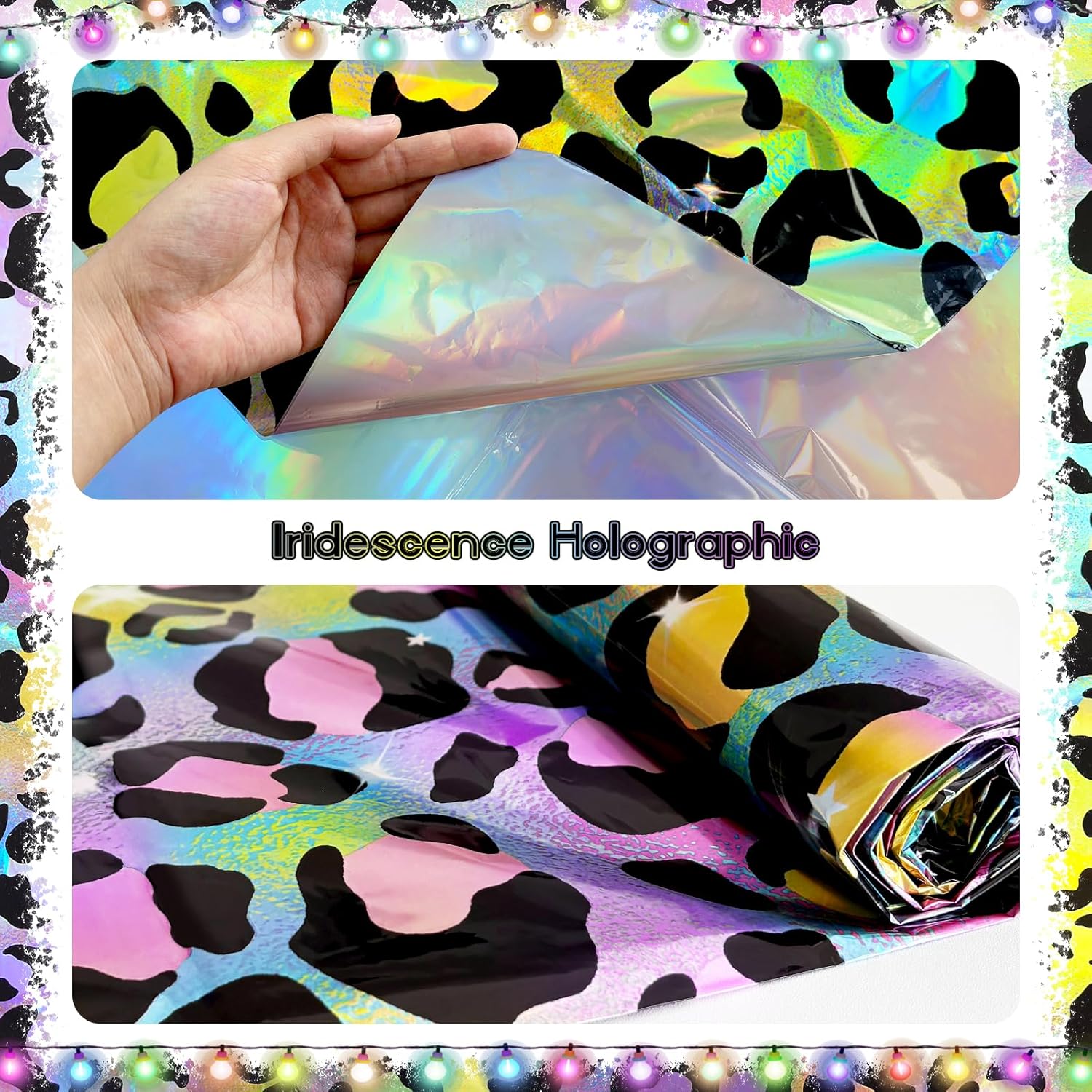 2 Pack Colorful Leopard Print Holography Tablecloth