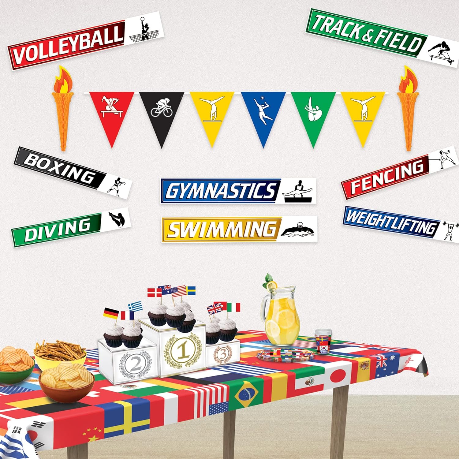 Beistle 40 x 100 Multicolor Flag Table Roll