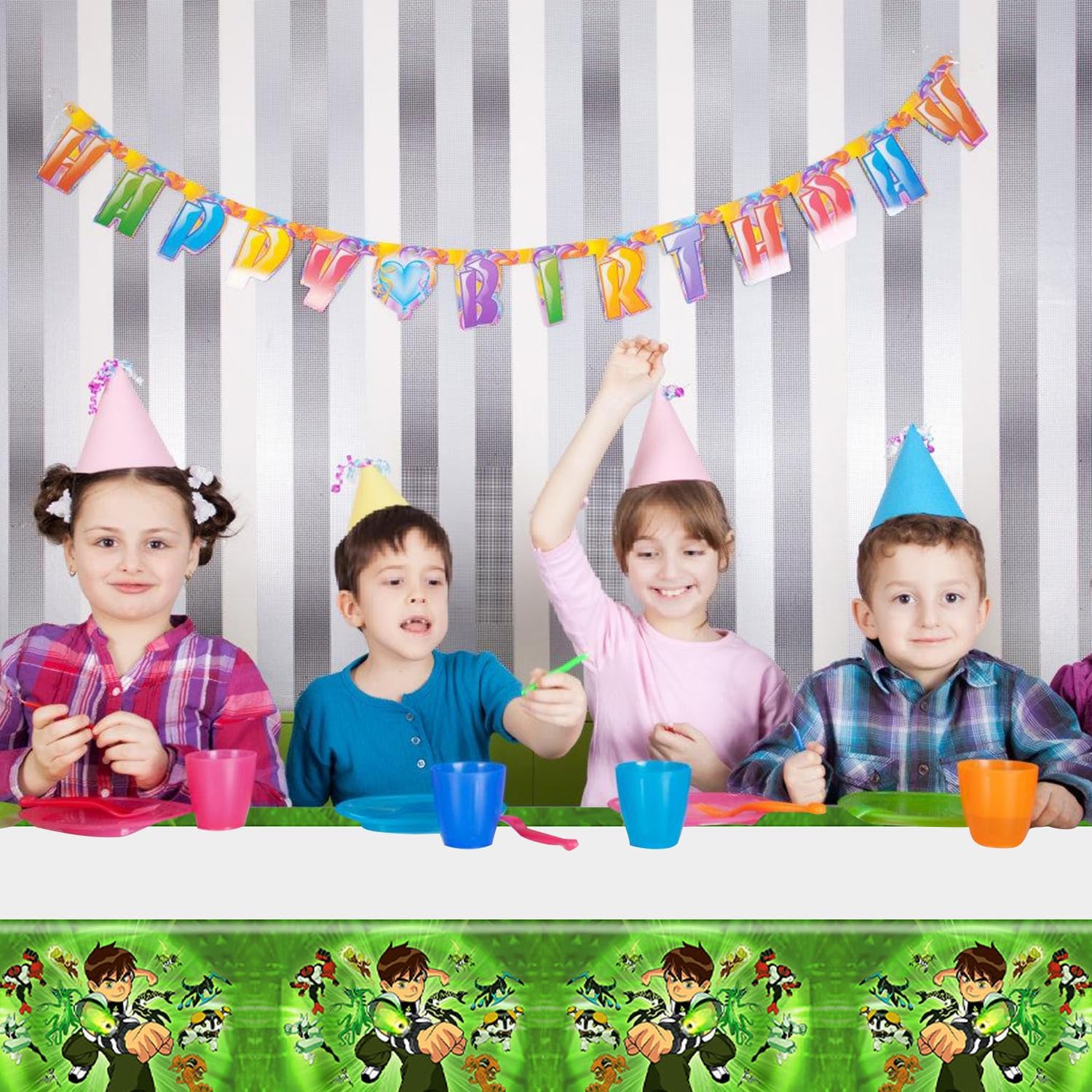 2 Pack Ben Birthday Plastic Table Covers for Kids