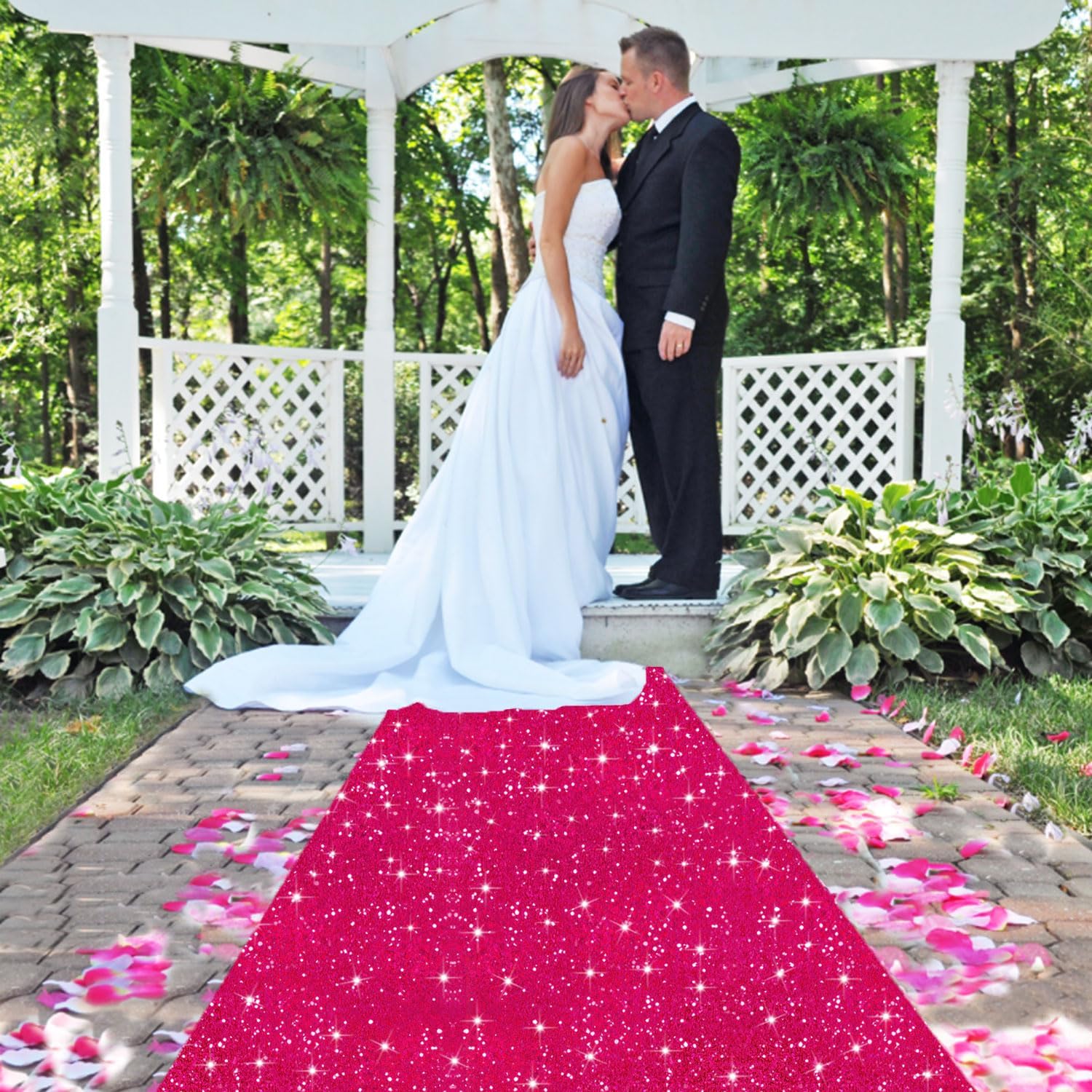 FUHSY Hot Pink Sequin Aisle Runner Rug