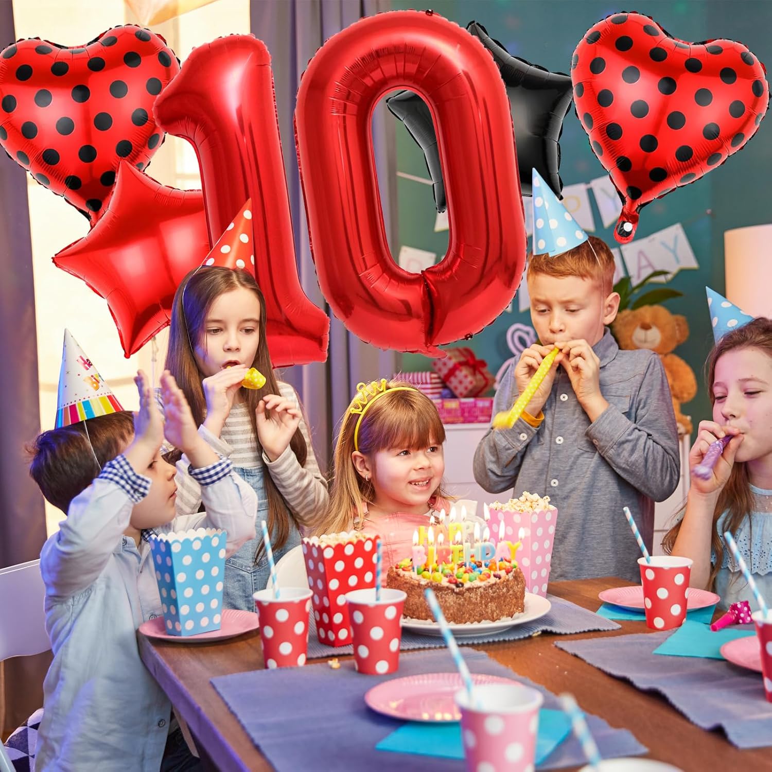 Red 10 Balloon Set for Birthday Party Decorations