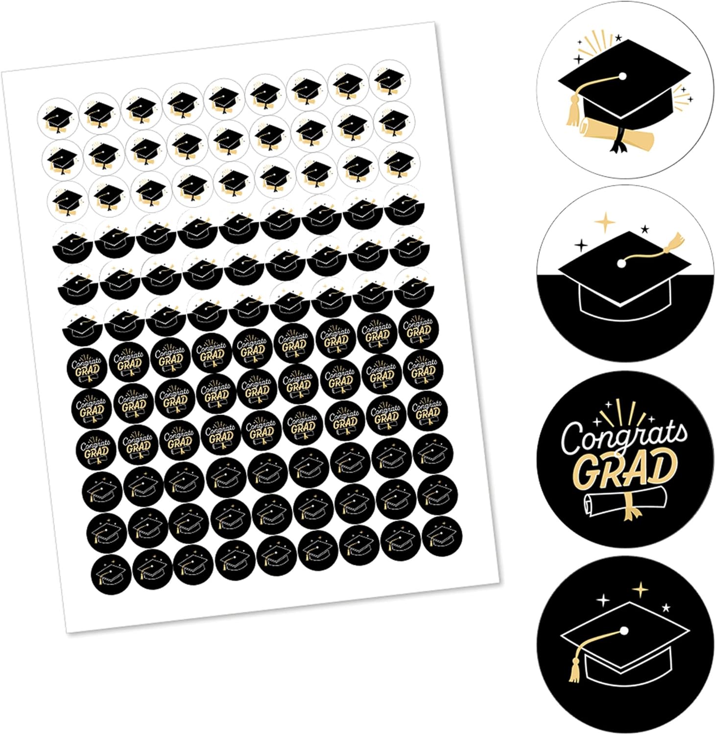 Big Dot of Happiness Graduation Candy Sticker Favors - 108 Round Labels