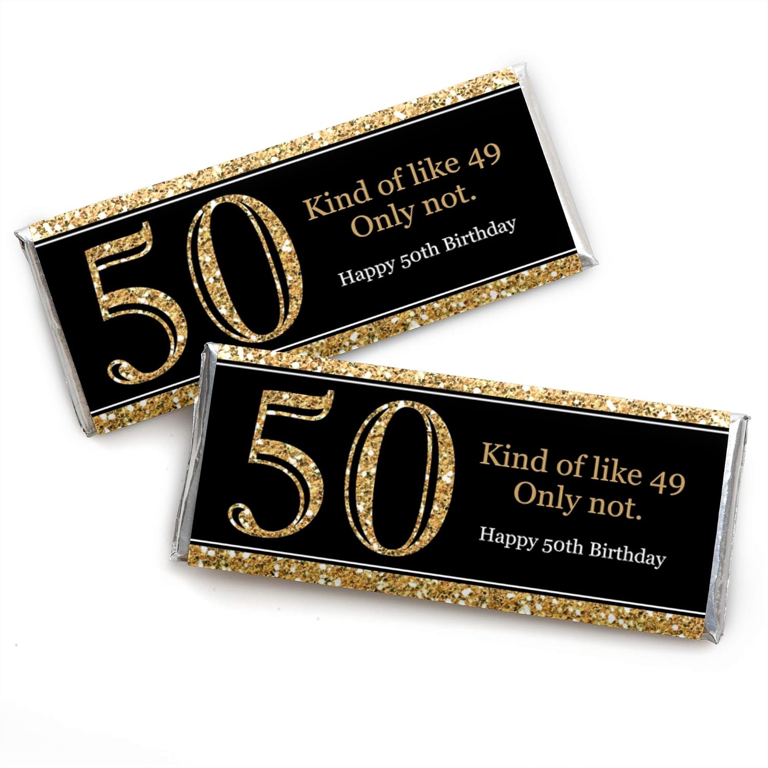 Big Dot of Happiness 50th Birthday Gold Candy Bar Wrappers Set of 24