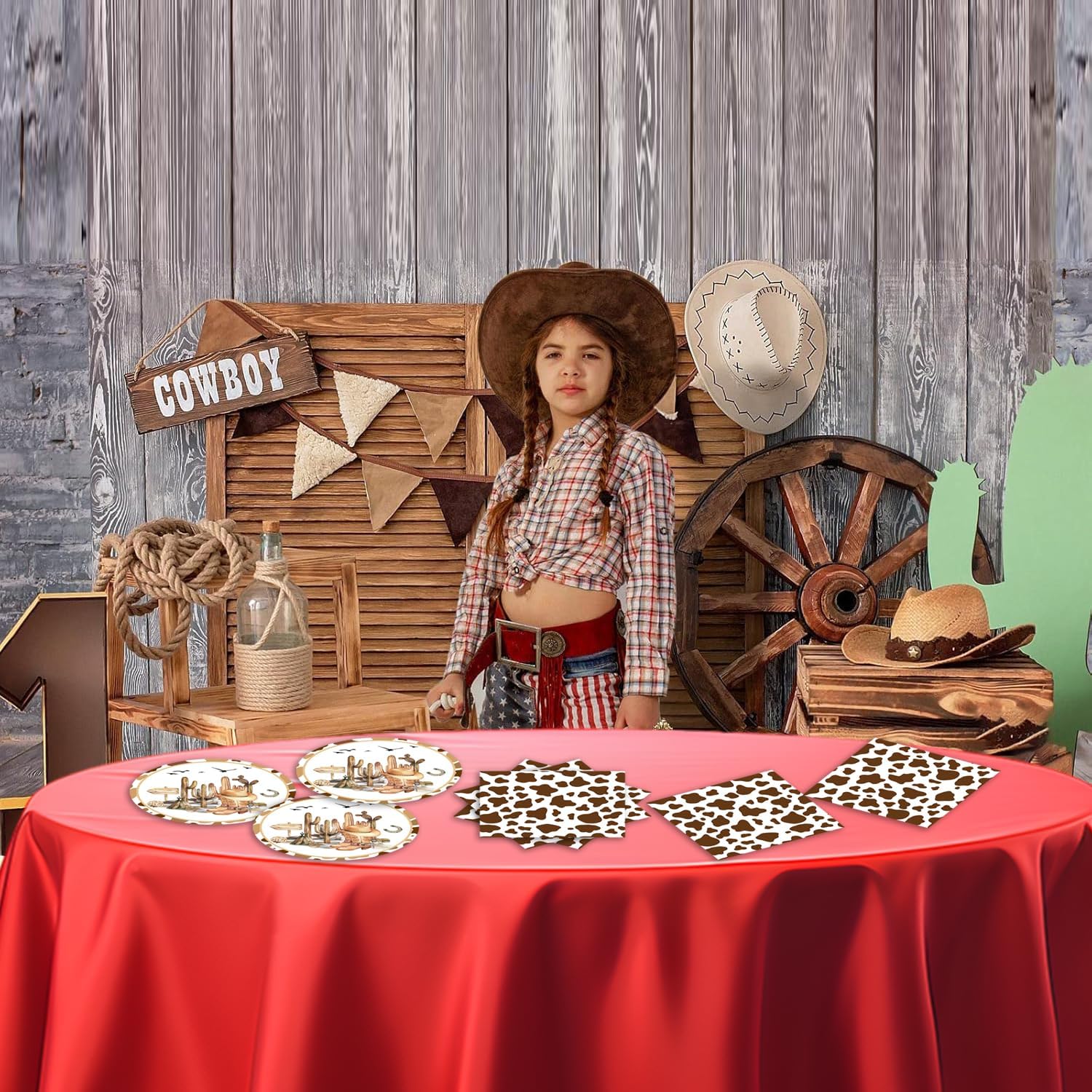 Generic Cowboy Party Supplies 40pcs Plates Napkins Kit