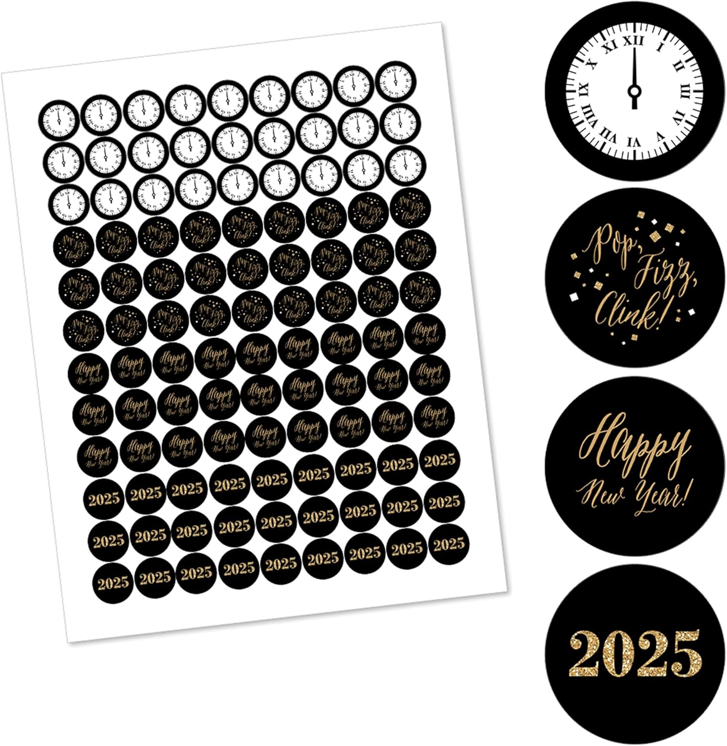 Big Dot of Happiness New Years Eve Gold Candy Sticker Favors