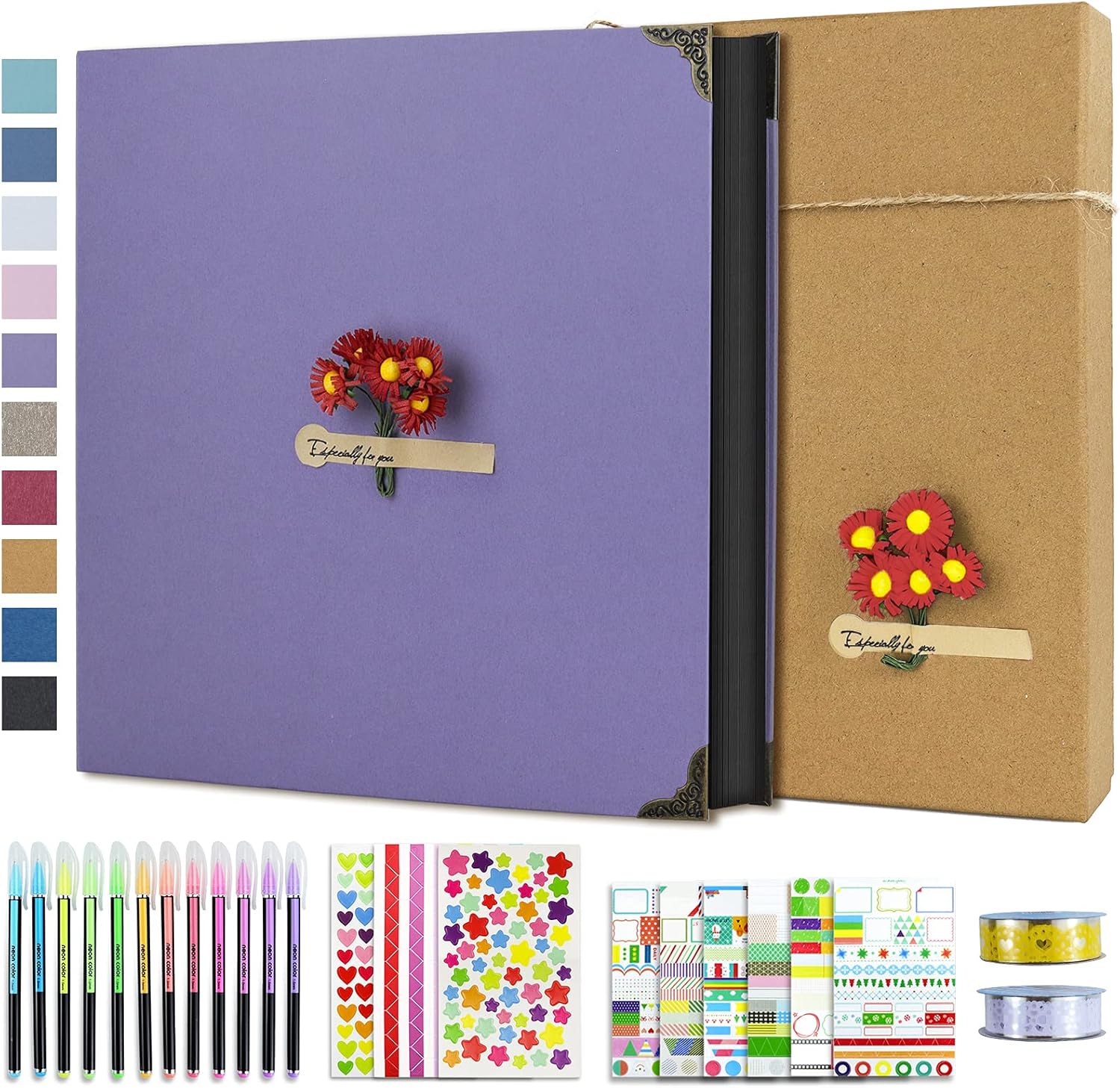 Vienrose DIY Scrapbook Photo Album Kit with 60 Pages and 3 Rings