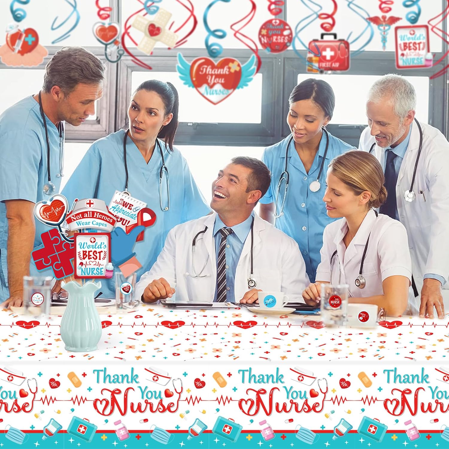 HOWAF 3pcs Nurse Appreciation Tablecloth Set