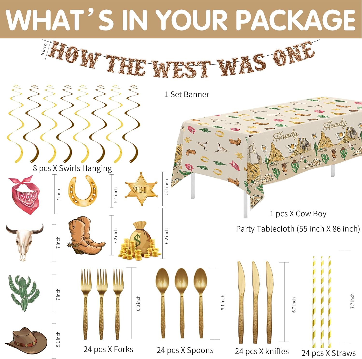 Western Cowboy 1st Birthday Party Supplies Set