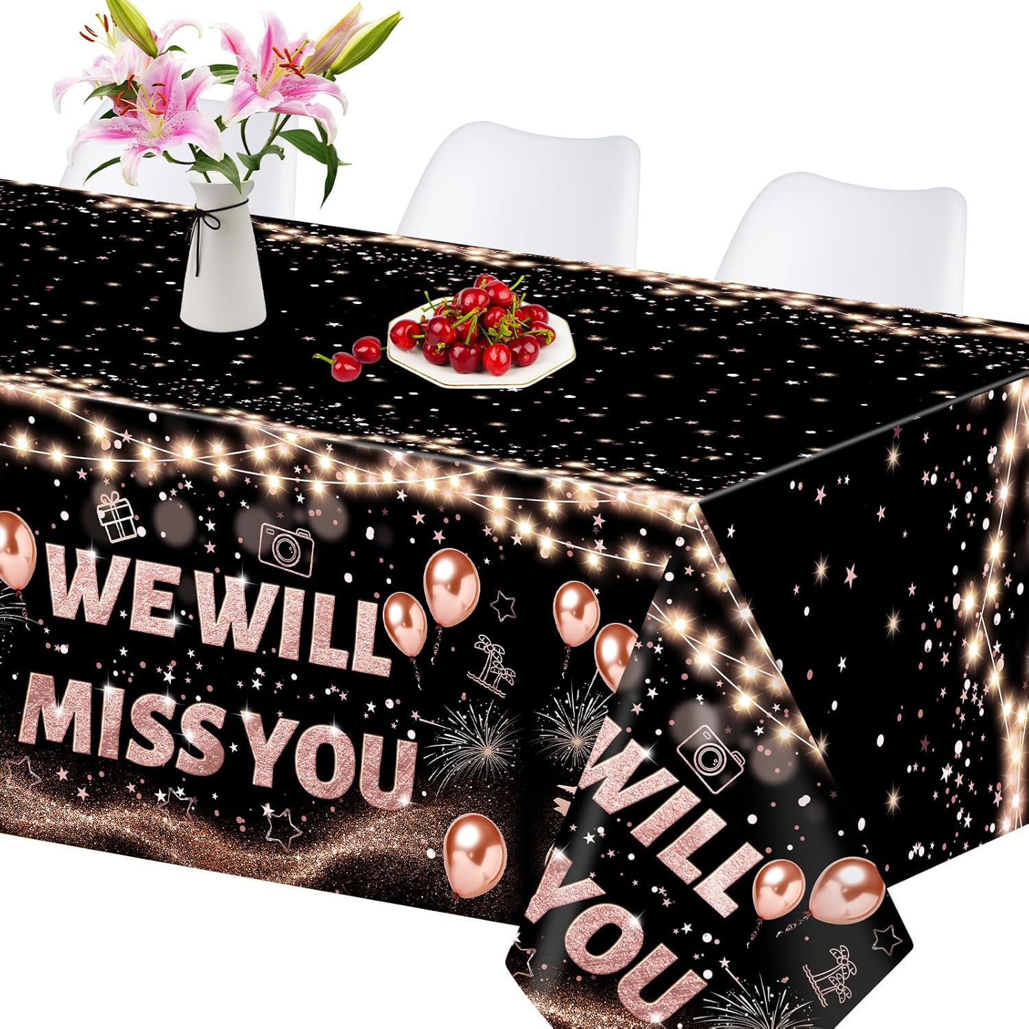 WorldBazaar Retirement Tablecloth 3PCS Rose Gold