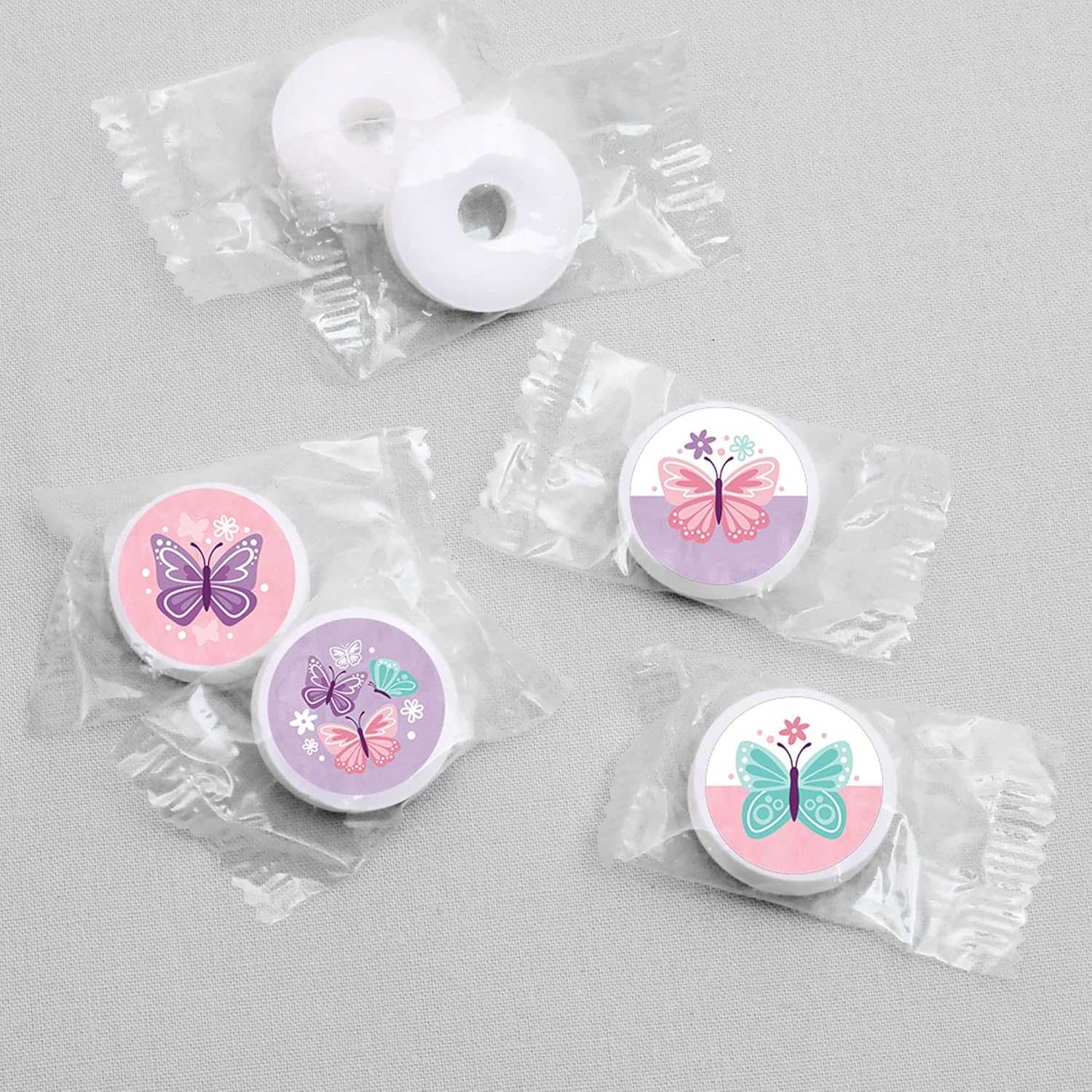 Beautiful Butterfly Round Candy Sticker Favors - 1 Sheet of 108