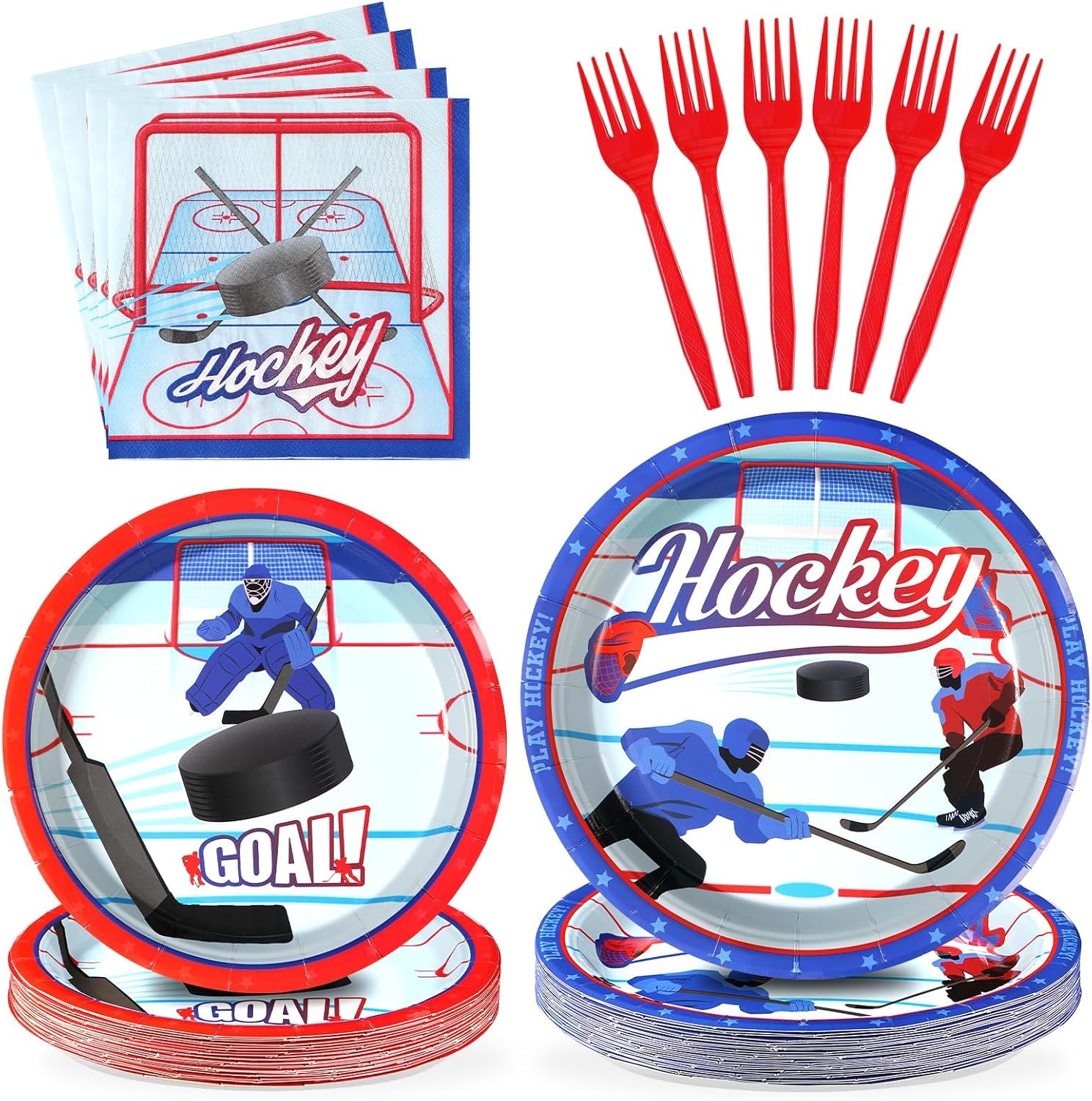 Grencian Hockey Party 96Pcs Plates Napkins Set