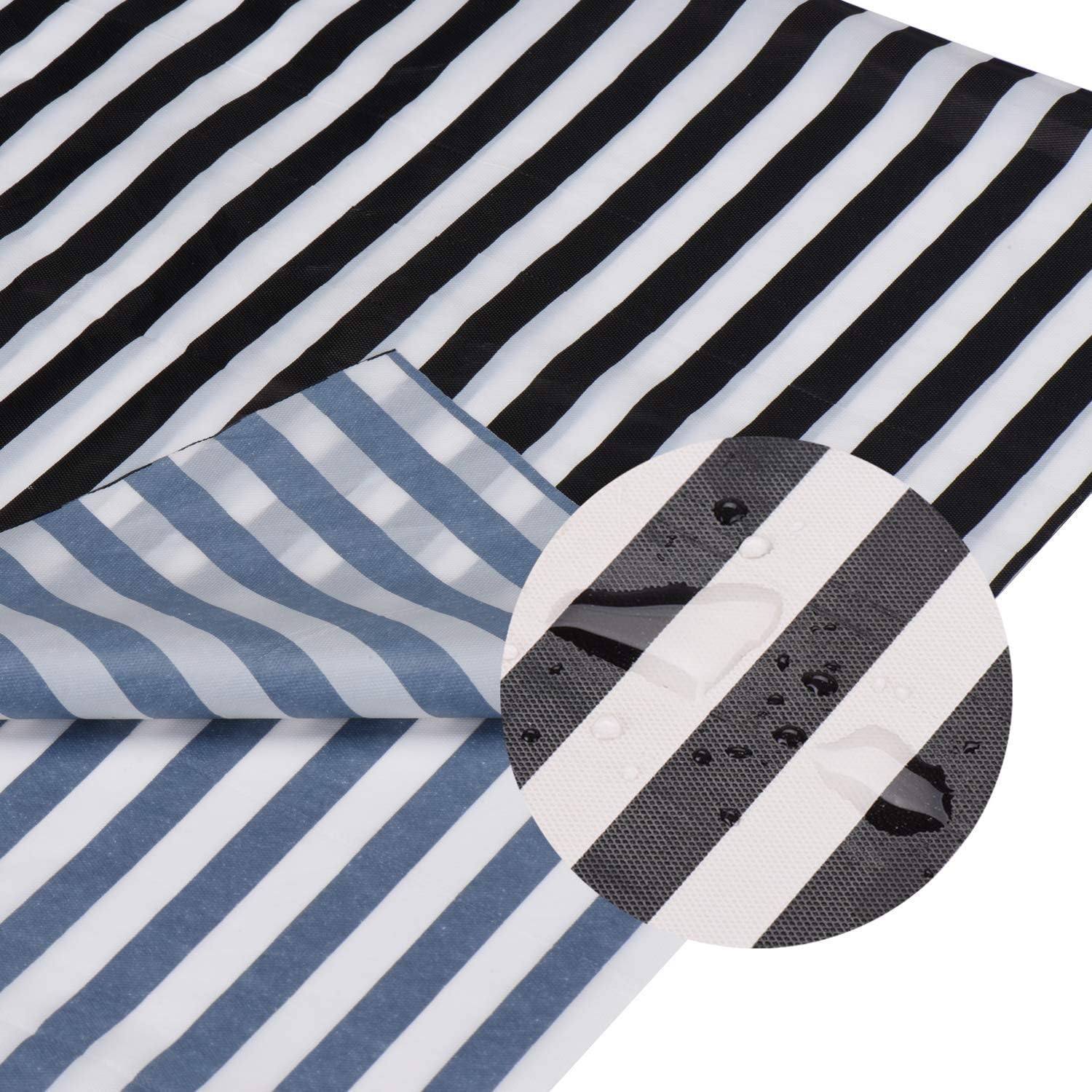 6 Pcs Disposable Black White Stripe Plastic Tablecloths 108x54 Inch Rectangle Tablecovers