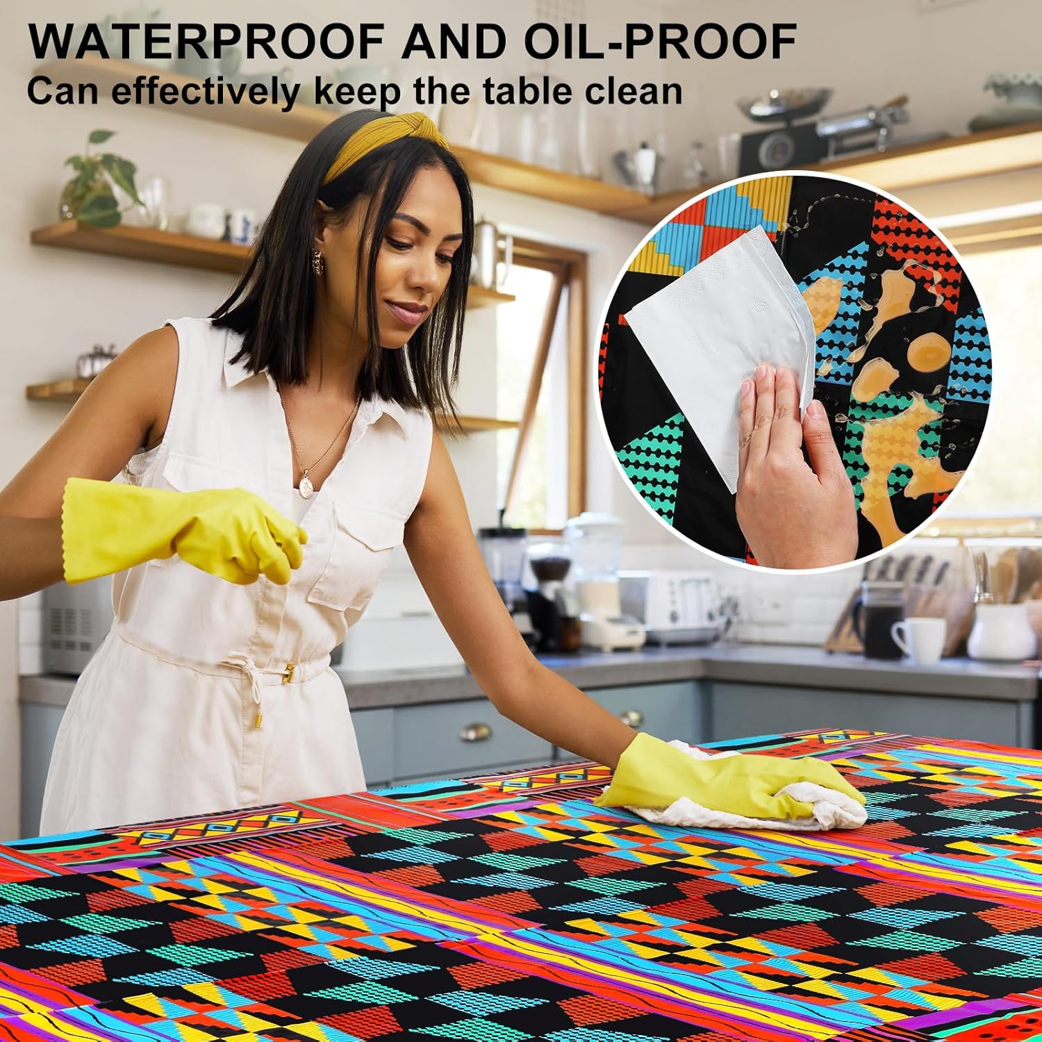 Oudain 3 Pack Juneteenth Tablecloths African Kente Print Decor