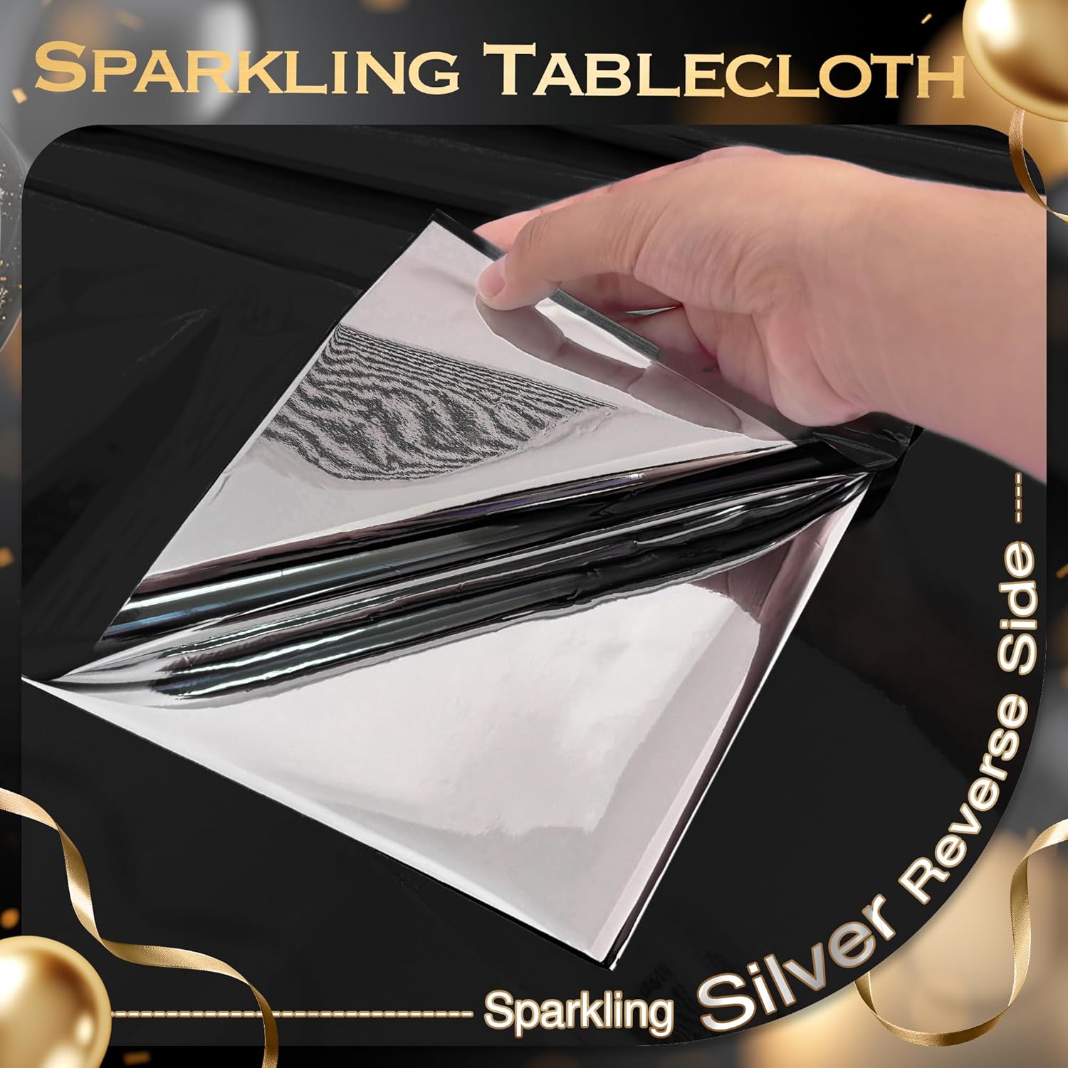 6pcs Black Foil Tablecloth 54x72inch Party Decoration