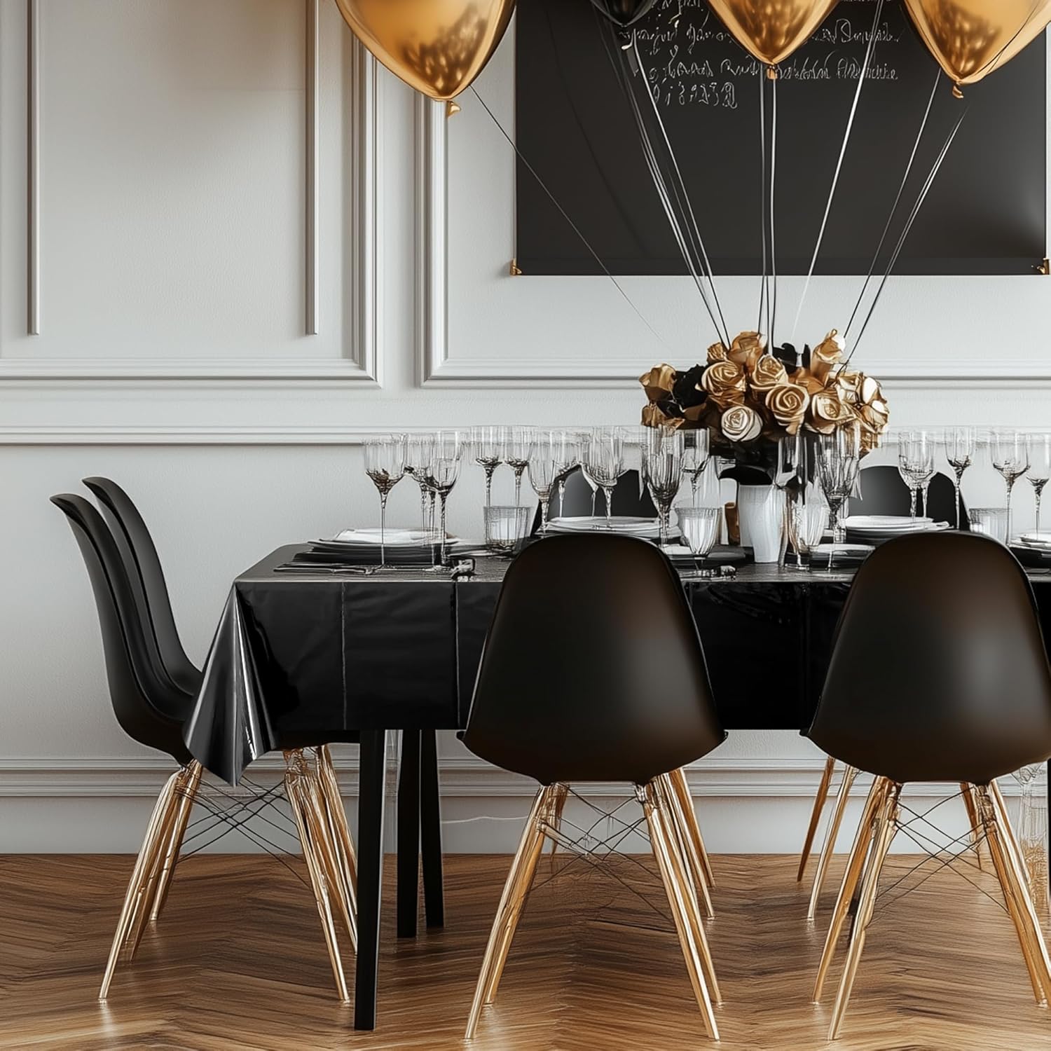 6pcs Black Foil Tablecloth 54x72inch Party Decoration